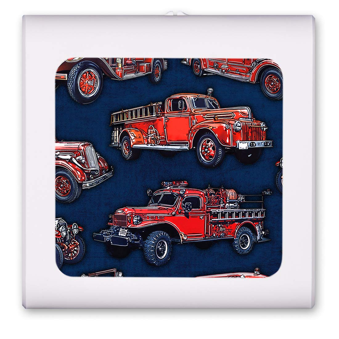 Dimmable LED Night Light with Auto On/Off Sensor - Adjustable Brightness Warm White for Bathroom, Hallway, Nursery & Bedrooms - Vintage Fire Truck Design by Dan Morris - Perfect for Kids' Rooms, Nighttime Safety & Energy-Efficient Lighting