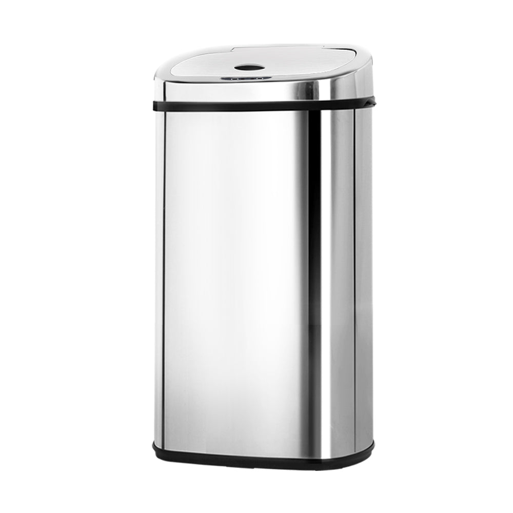 50L Stainless Steel Motion Sensor Trash Can - Automatic Touchless Kitchen & Office Garbage Bin with Lid, Hands-Free Waste Bin for Home, Bathroom, and Commercial Use