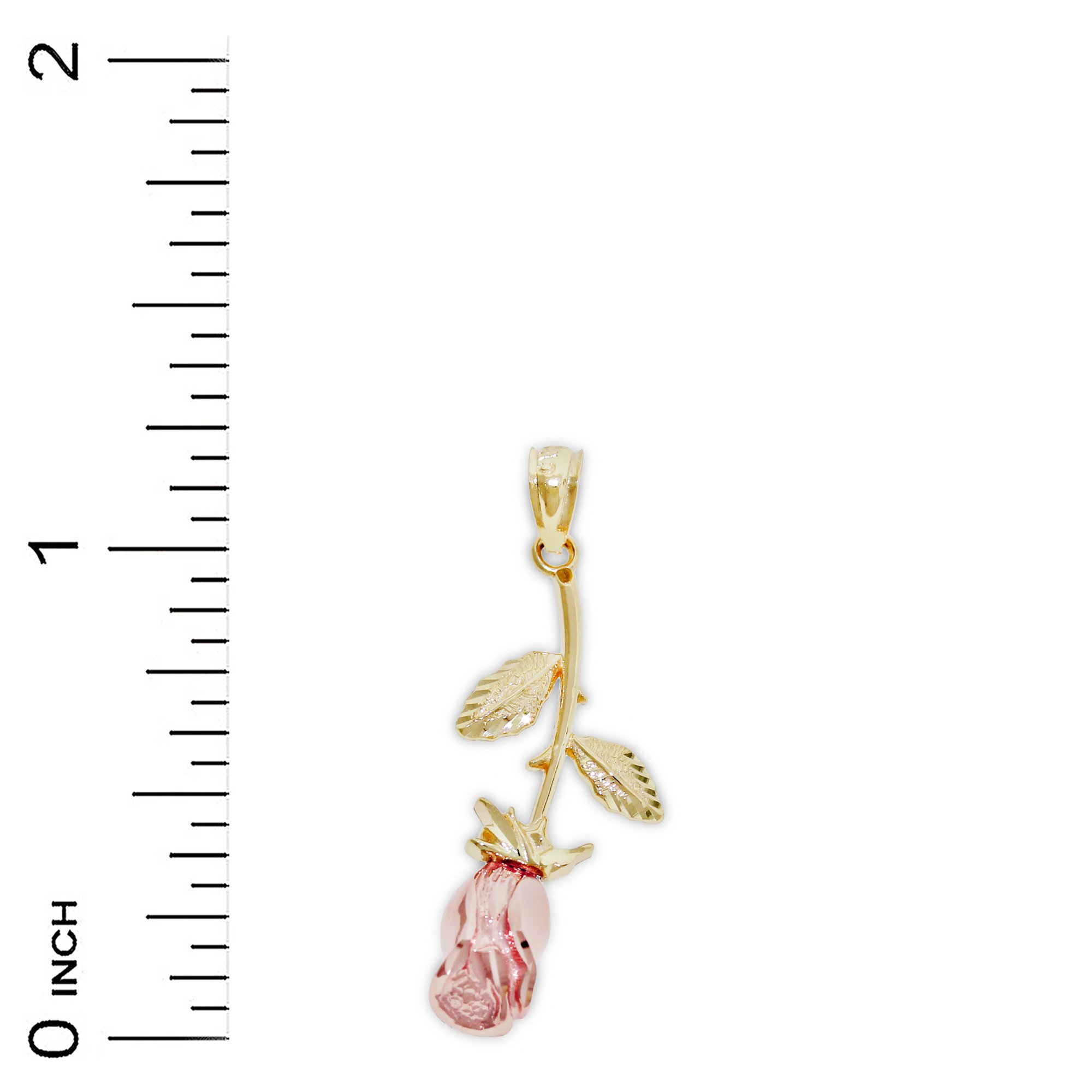 10K Solid Gold Rose Flower Charm Pendant - Elegant Hanging Rose Jewelry for Necklace, Bracelet & Gift - Perfect for Valentine's Day, Anniversary & Special Occasions