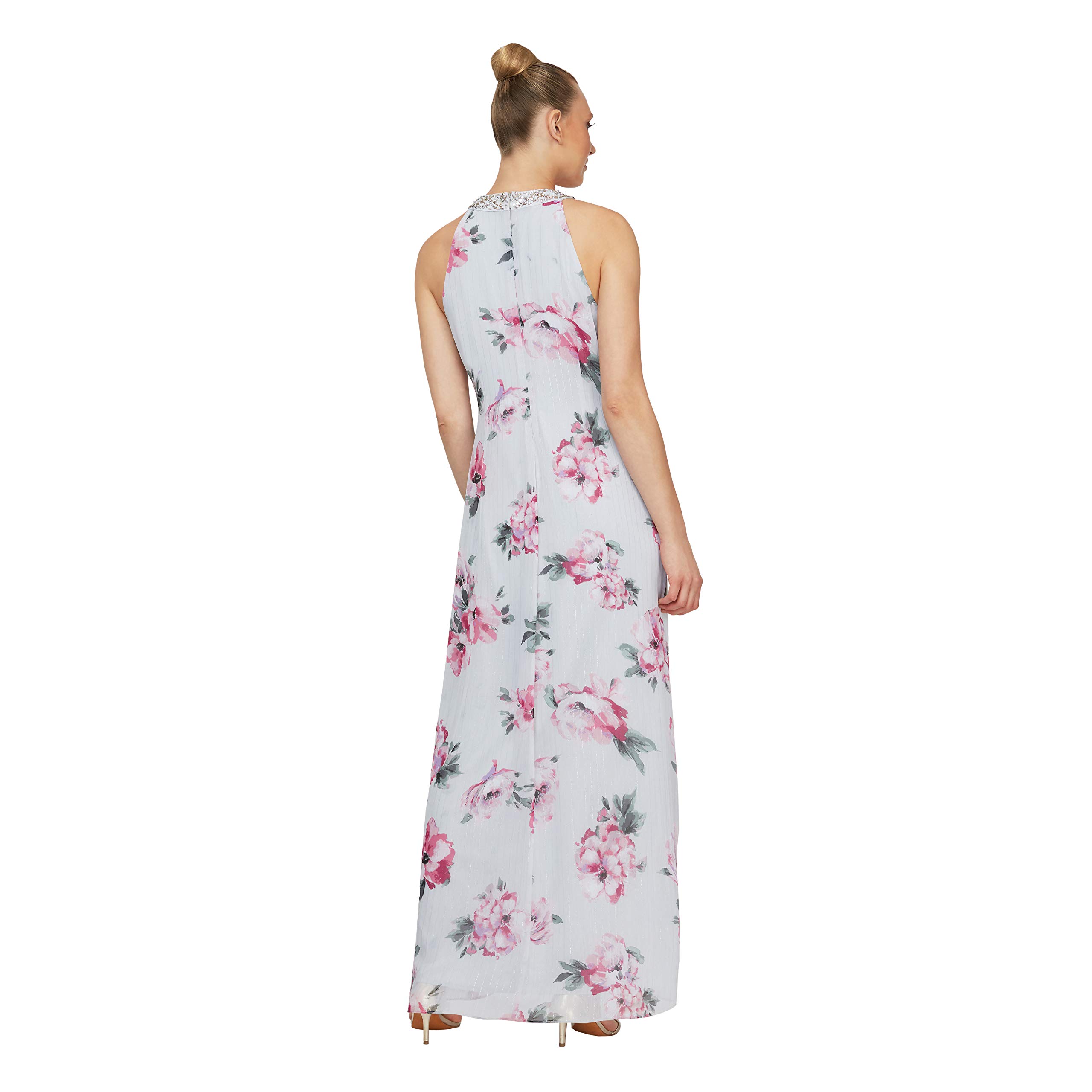 S.L. Fashions Women's Elegant Jewel Neck Drape Front Dress - Flowy A-Line Midi Dress for Office, Party & Special Occasions