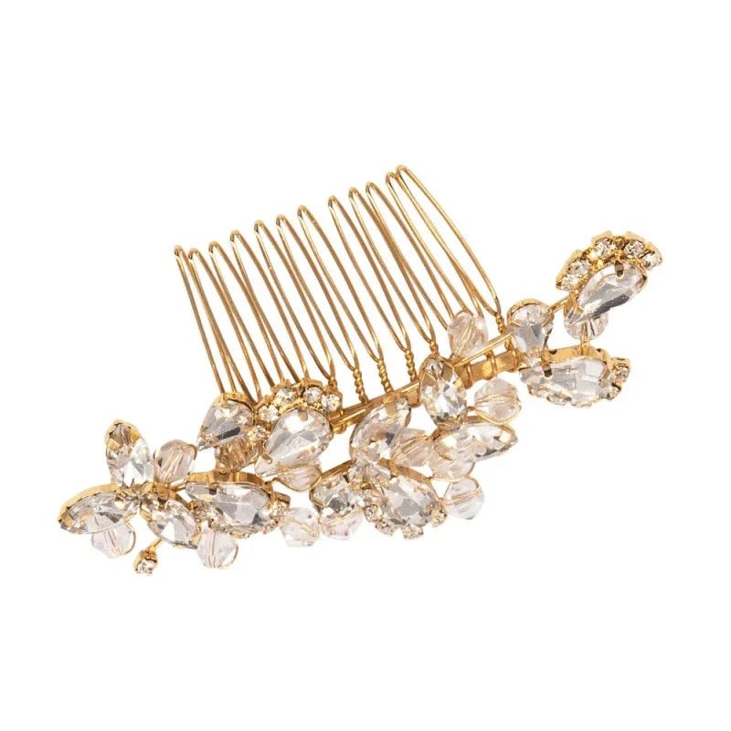 Elegant Gold Hair Comb with Crystals for Brides - Perfect for Weddings, Prom & Special Occasions | A9753
