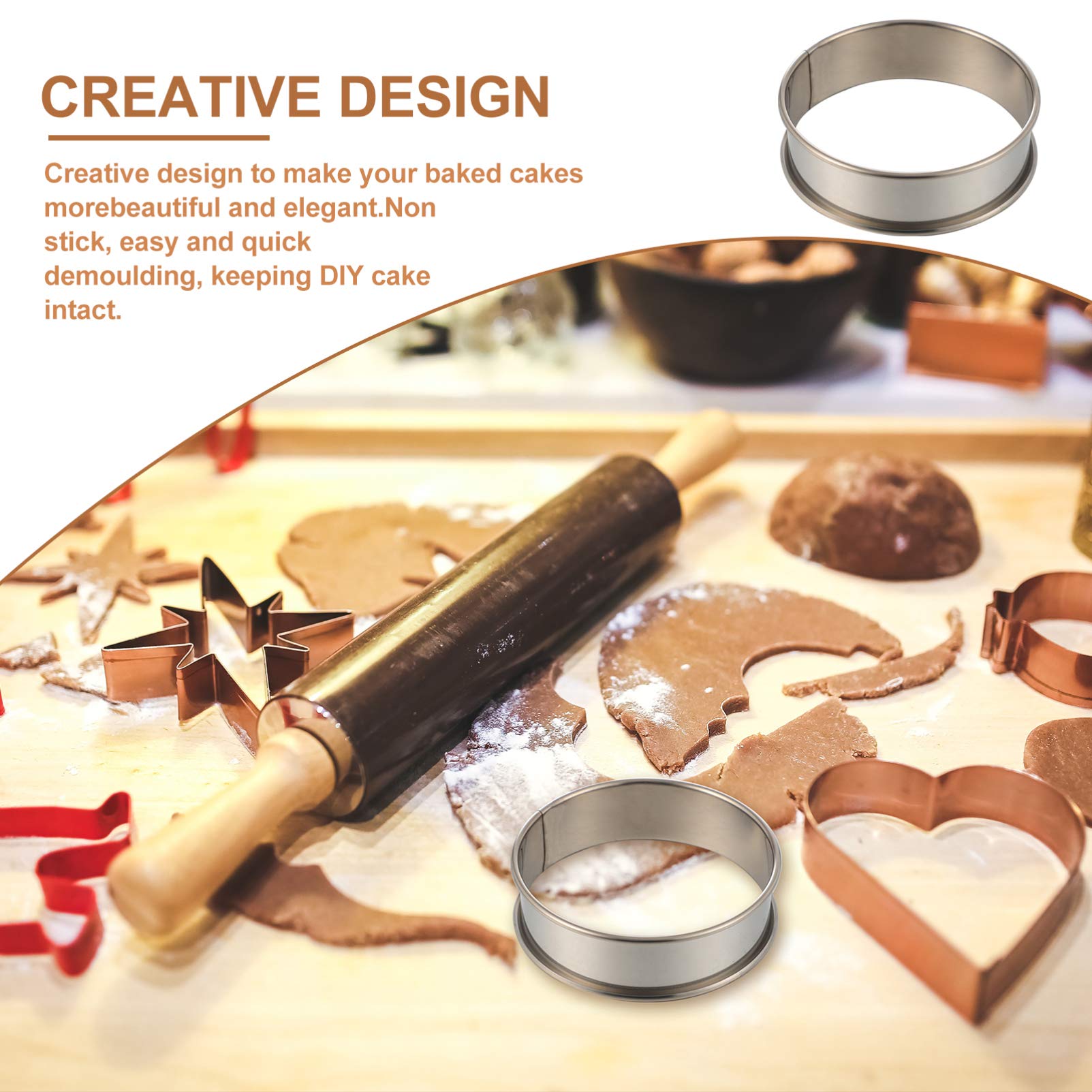 Hemoton 8-Piece Stainless Steel Mousse Ring Molds Set - Cake Baking Tools for Mousse, Cookies, Cheesecake & Desserts - Perfect for Home Baking, Party Treats & Professional Pastry Making