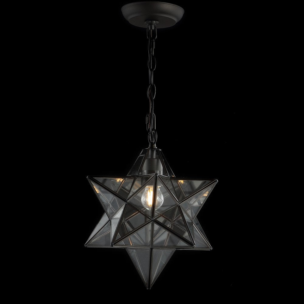 Stellaa 12-Pack Moravian Star LED Pendant Lights - Metal & Clear Glass Christmas Decor for Home, Church, and Holiday Party Decorations