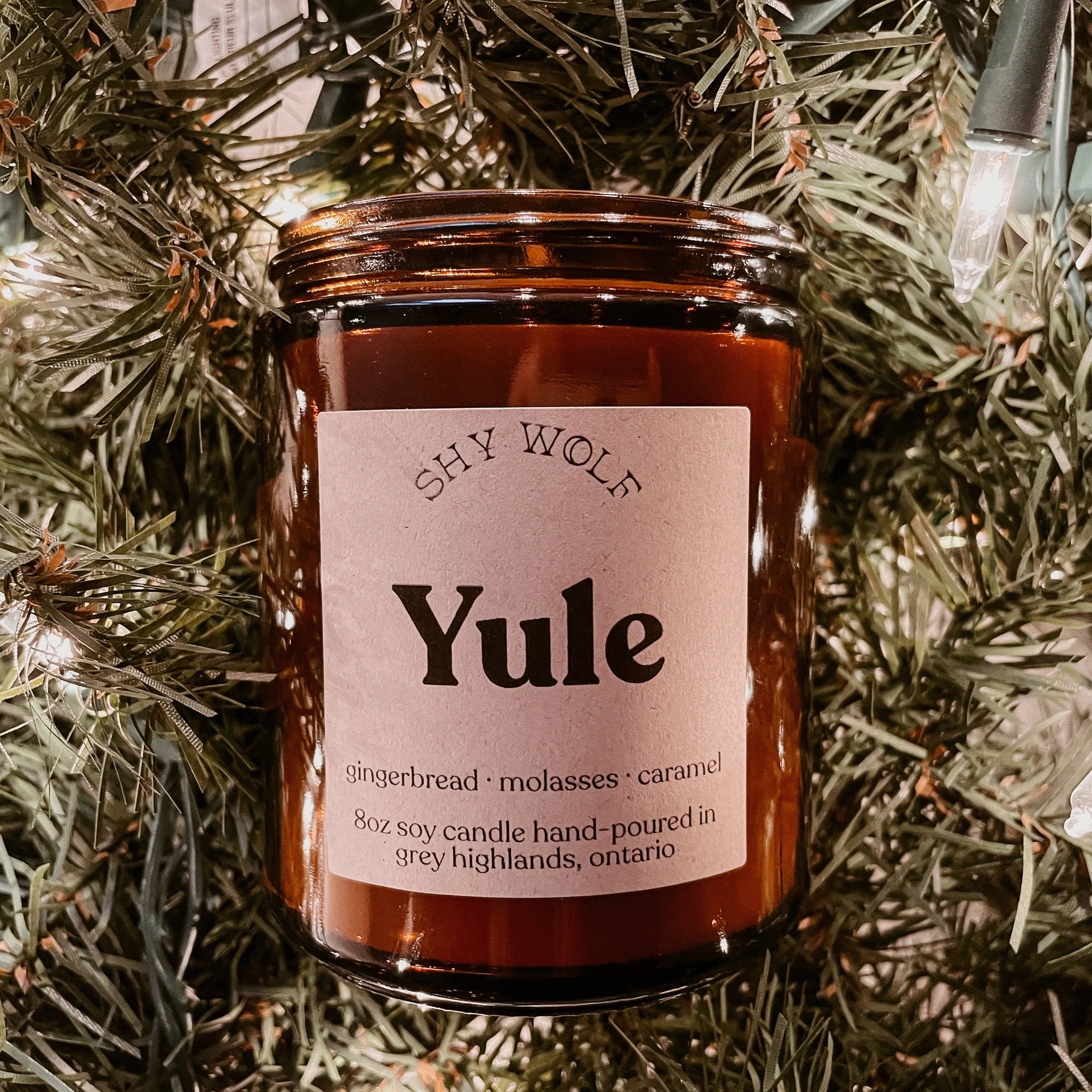 Shy Wolf Candles - Yule Holiday Soy Candle with Gingerbread, Molasses & Caramel Scent - Perfect for Christmas Decorations, Cozy Winter Nights & Gift Giving