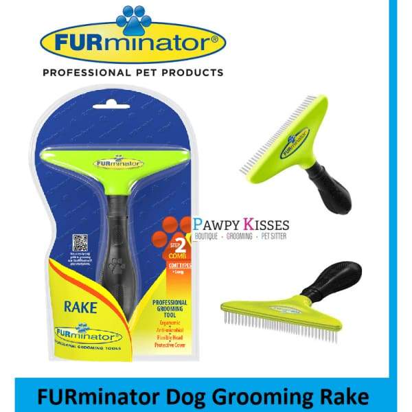 FURminator Dog Grooming Rake for Shedding Control - Stainless Steel Deshedding Tool for Dogs & Cats - Best for Long & Short Hair Pets - Perfect for Home Grooming & Professional Use