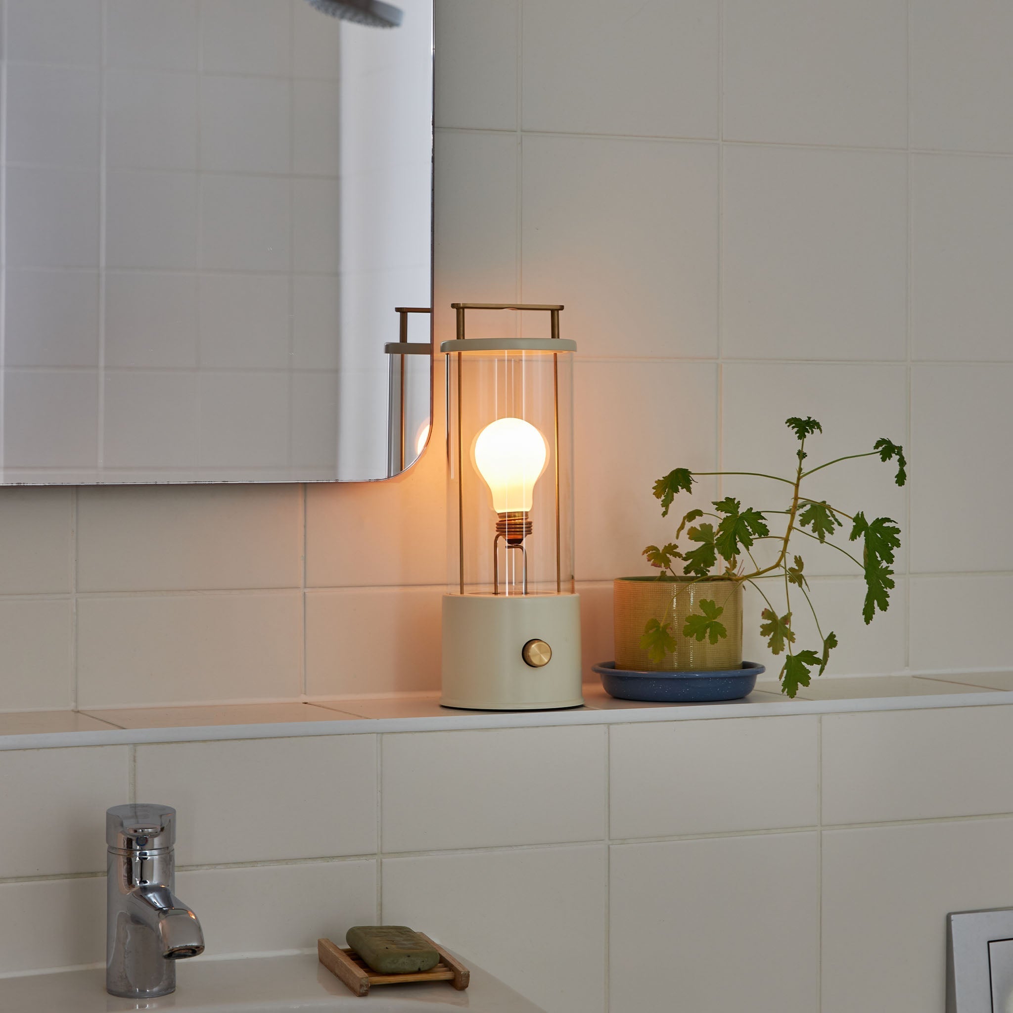 The Muse Portable Lamp in Candlenut White - Rechargeable LED Night Light for Bedroom, Nursery, Camping & Travel - Soft Glow Lighting for Reading & Relaxation