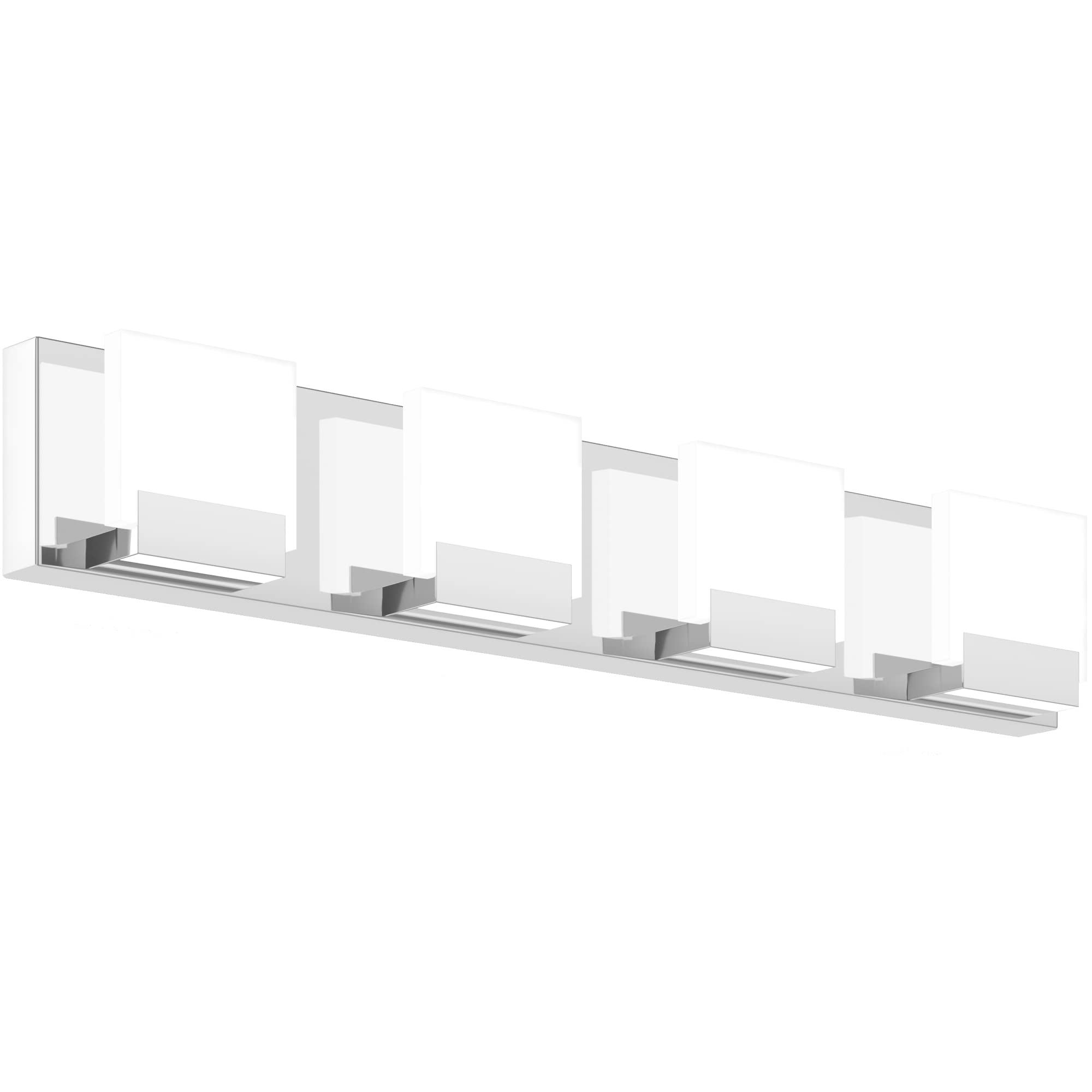 Modern Chrome LED Vanity Lights for Bathroom - 4 Light Fixtures Over Mirror, Energy Efficient & Dimmable - Perfect for Bathroom, Powder Room & Dressing Room Makeup Lighting