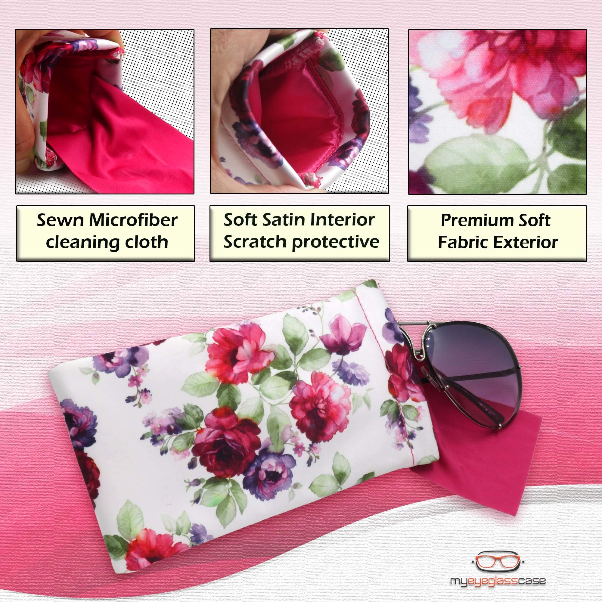 Soft Sunglasses Case with Squeeze Top - Large Eyeglass Holder Pouch, Lightweight & Extra Layers for Travel, Gym, and Daily Use