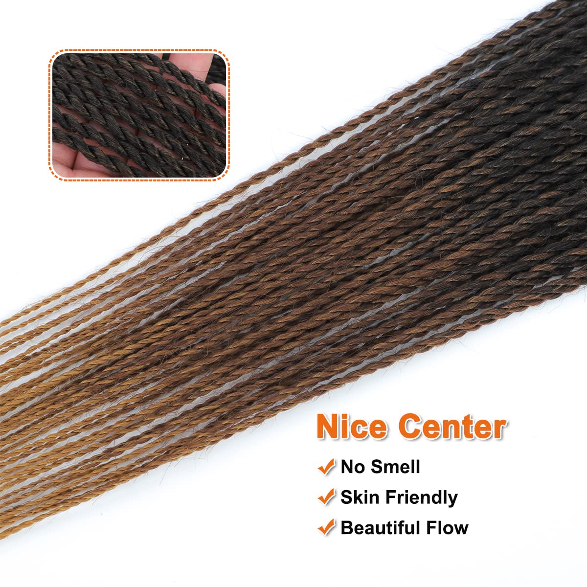 NAYOO 18 Inch Small Crochet Hair Senegalese Twist - 8 Packs Ombre Pre-Looped Crochet Braids (35 Strands/Pack) with Hot Water Setting - Natural Black Women's Protective Style for Everyday Wear & Special Occasions