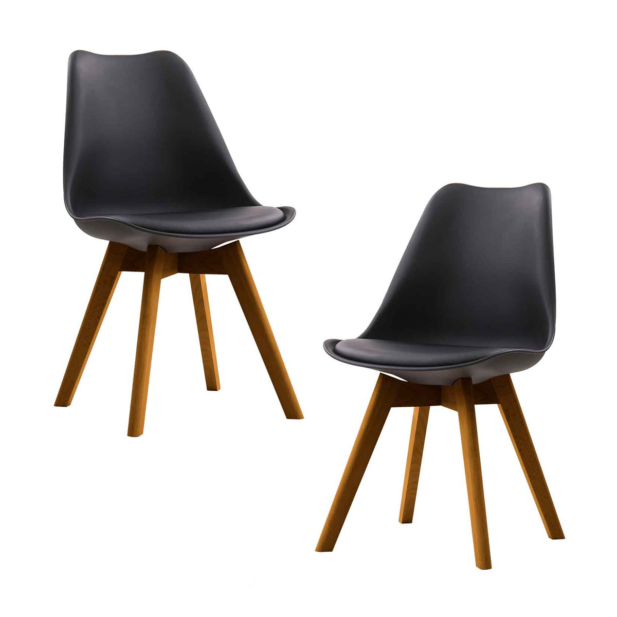 Modern Jaden Dining Chairs Set of 2 - Mid-Century Wooden Kitchen Chairs with Upholstered Seat - Perfect for Dining Room, Kitchen, Breakfast Nook & Small Spaces