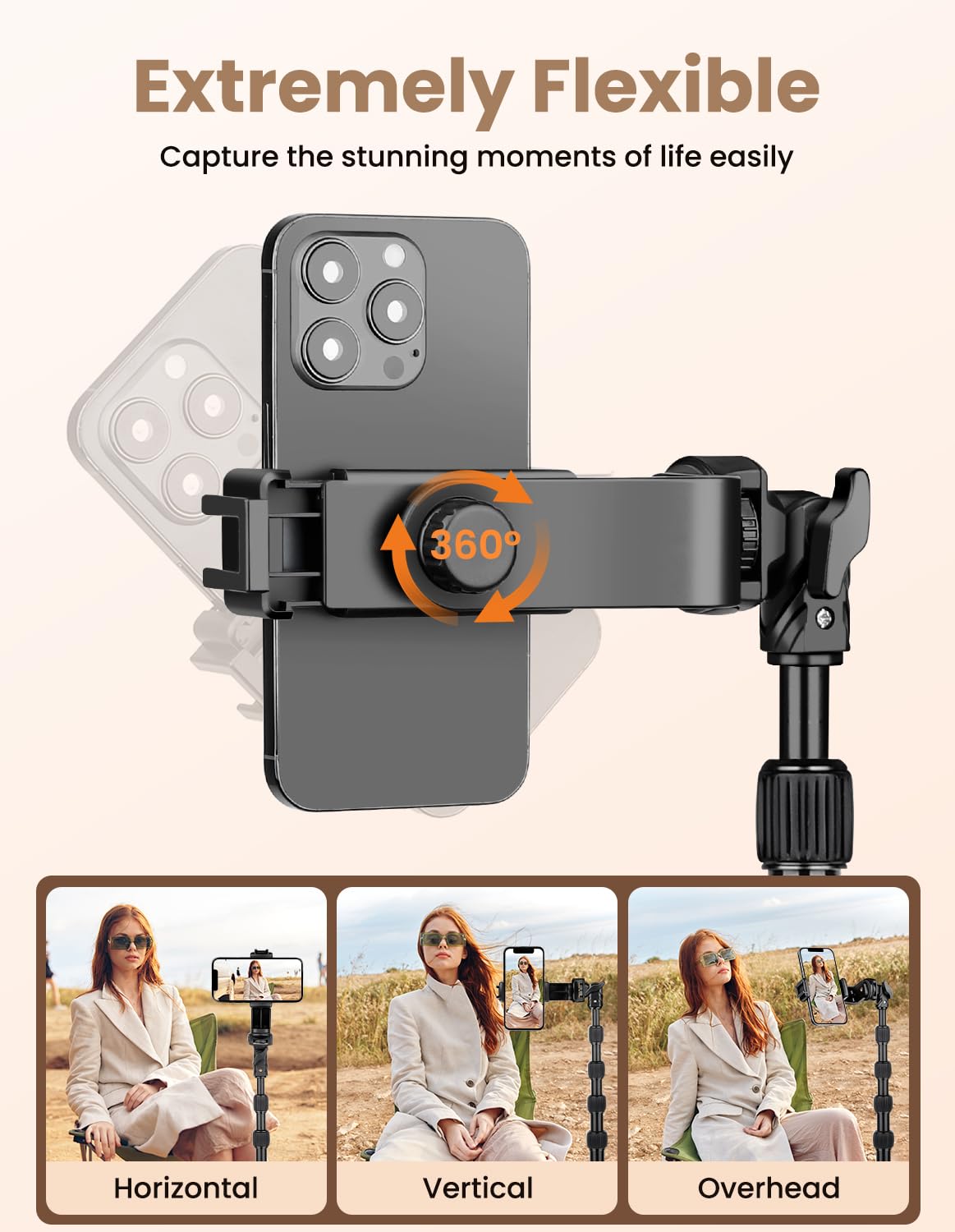 Nineigh 190cm Aluminum Phone Tripod with Remote & Holder - Extendable Selfie Stick Stand for iPhone, Samsung, Huawei & Action Cameras - Perfect for Vlogging, Live Streaming & Outdoor Photography