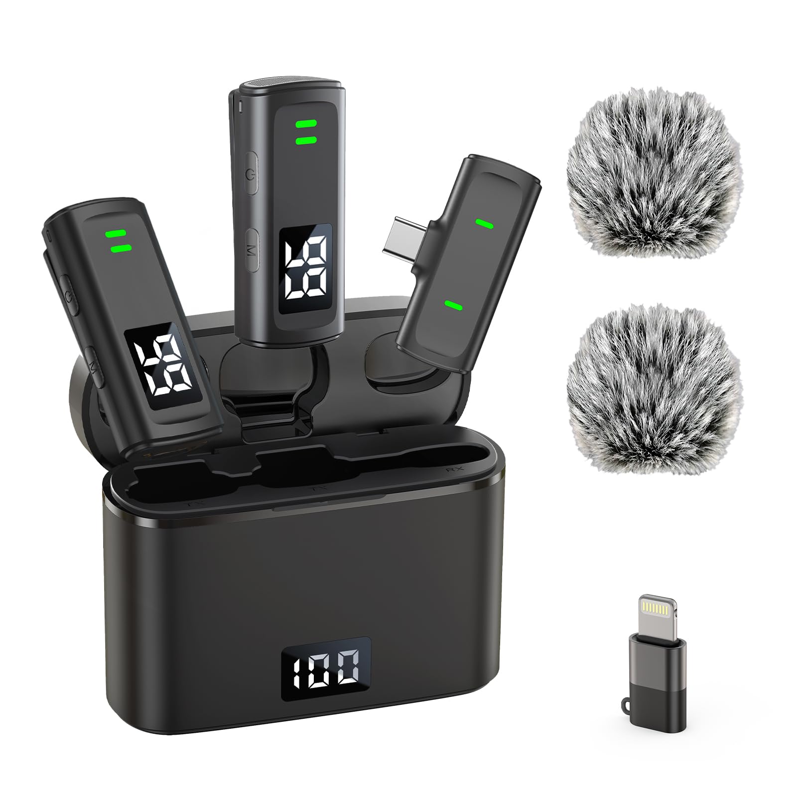 Wireless Lavalier Microphone for iPhone & Android - USB-C Mini Mic with Charging Case, 35H Battery, 75FT Range - Perfect for Video Recording, Vlogging, Interviews, Podcasting, YouTube & TikTok Content Creation