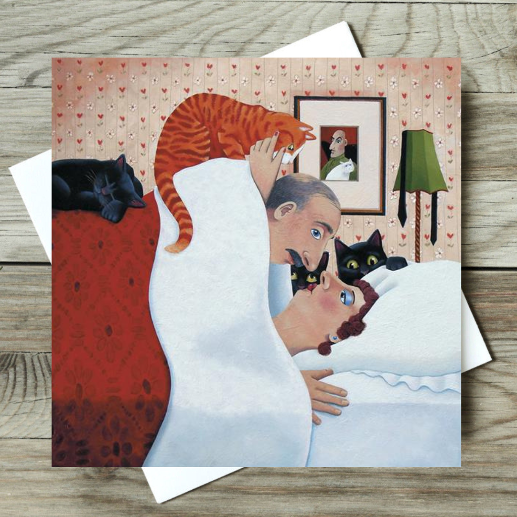 Funny Cat Greeting Card by Vicky Mount - Perfect for Birthday, Anniversary & Friendship Gifts