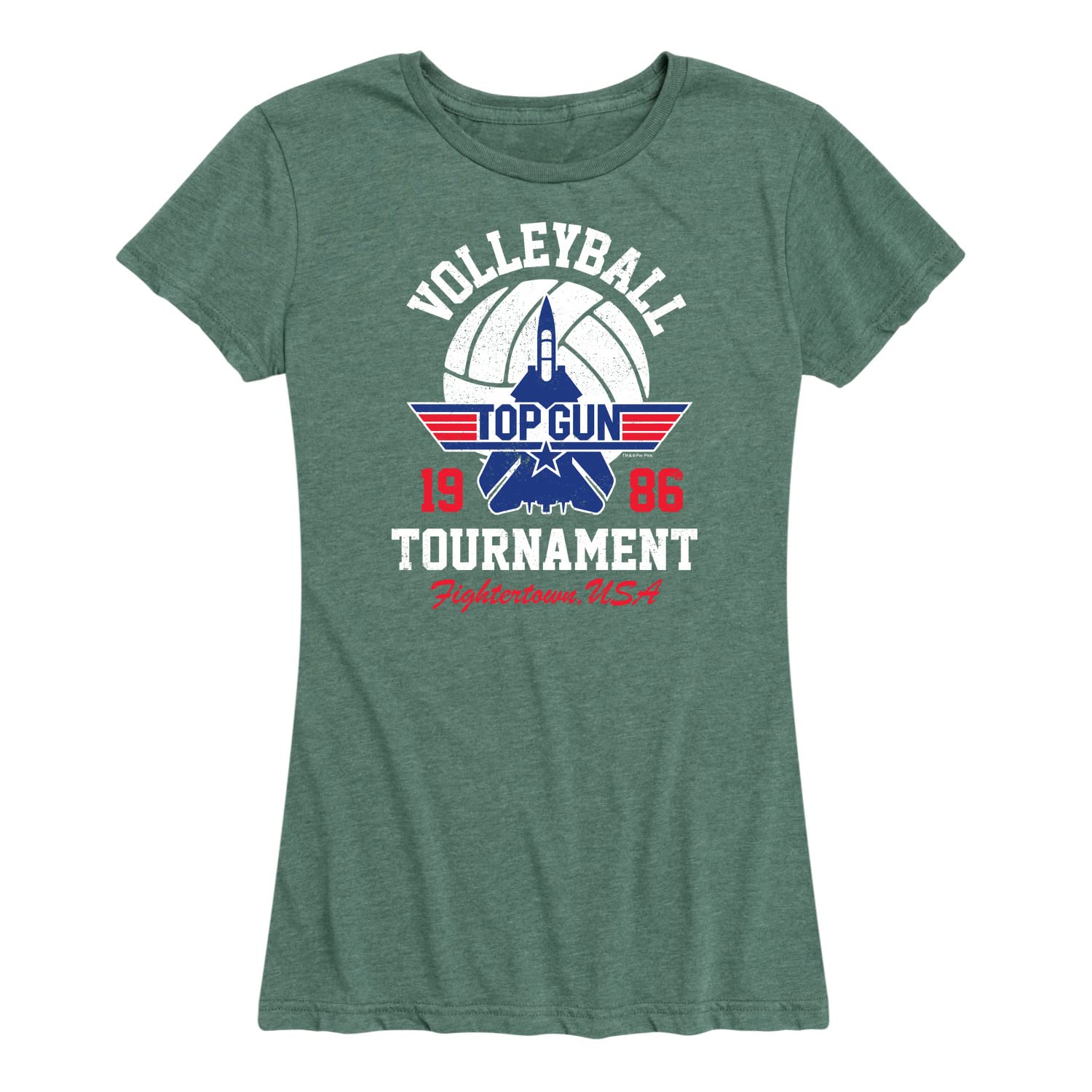 HYBRID APPAREL Women's Top Gun Volleyball Tournament Graphic T-Shirt - Short Sleeve Casual Tee for Sports Fans & Movie Lovers - Perfect for Volleyball Games, Gym Workouts, and Everyday Wear