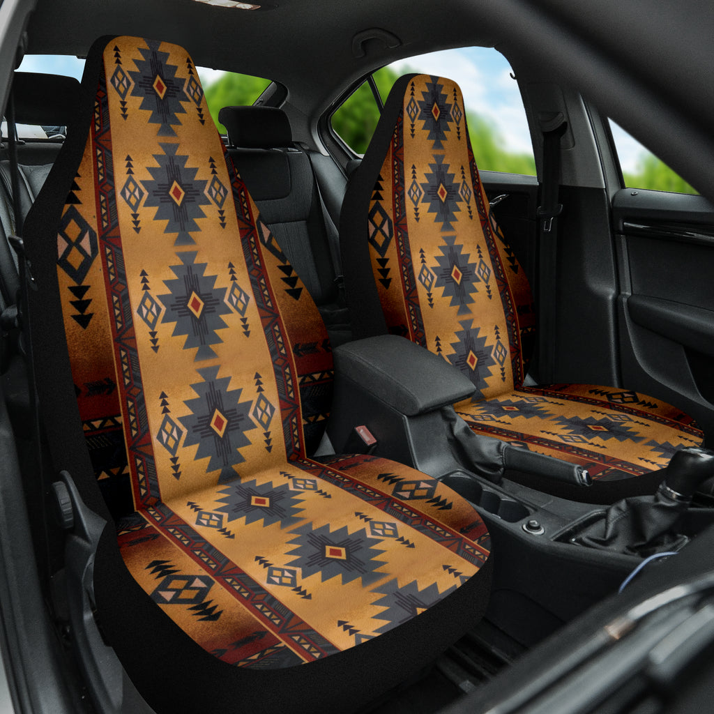Aztec Boho Vintage Brown Car Seat Covers - Waterproof & Non-Slip for SUVs, Trucks & Sedans - Perfect for Road Trips & Daily Commutes