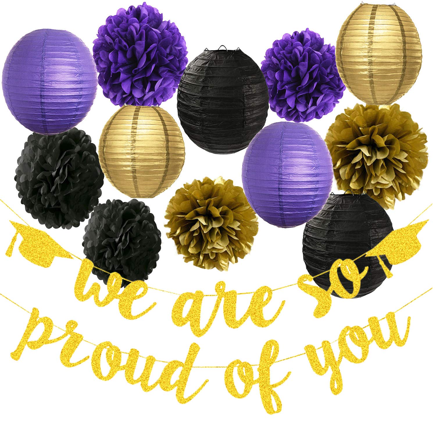 2025 Graduation Party Decorations - Purple Gold Black 