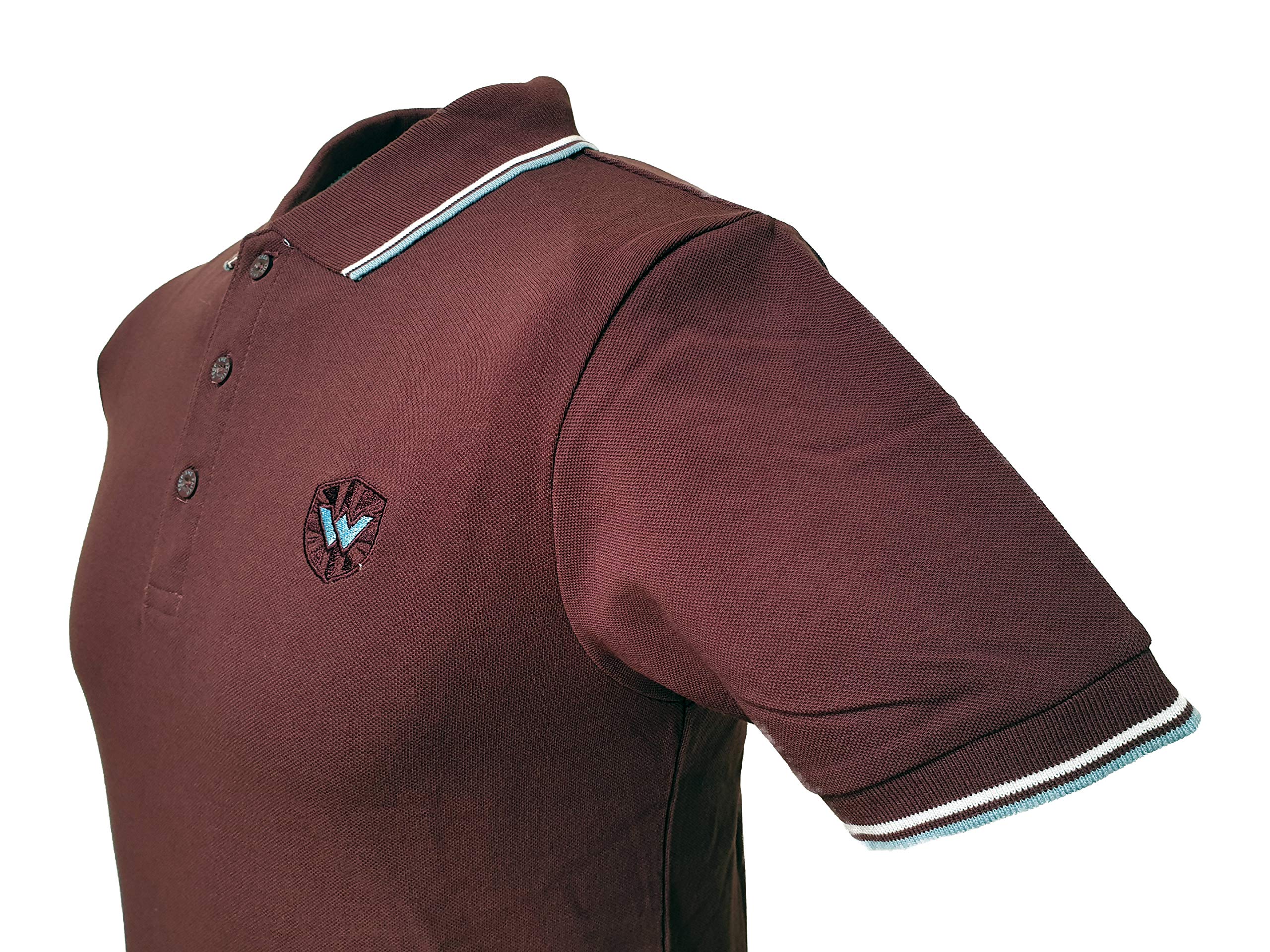 Warrior Clothing England Men's Slim-Fit Pique Twin-Tipped Polo Shirt - Burgundy Oxblood Skin Mod Punk Style | Casual Wear, Office Attire & Street Fashion