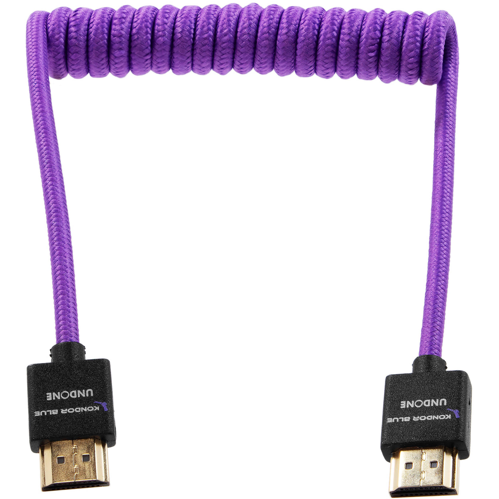 Kondor Blue Gerald Undone MK2 Coiled High-Speed HDMI Cable 12 to 24 Feet (Purple) - Perfect for 4K Video, Gaming, and Professional Studio Setups