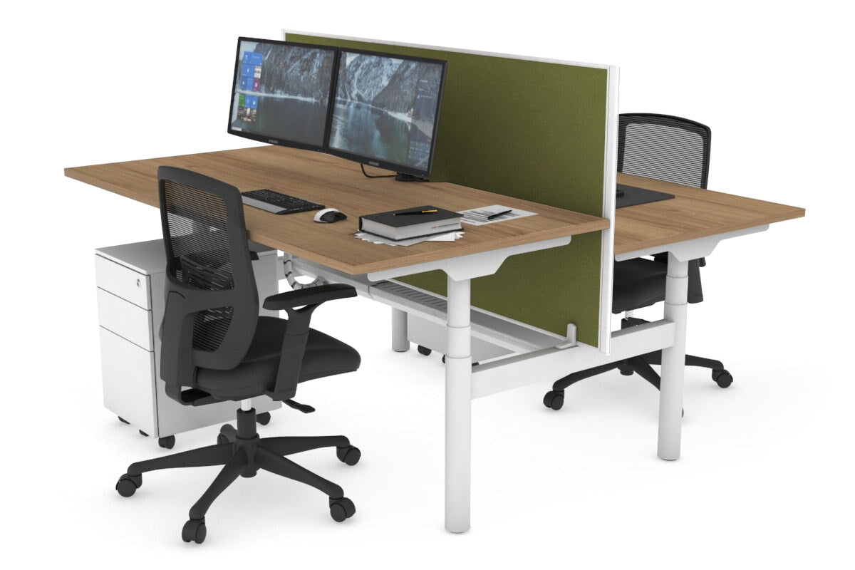 Flexi Premium Height Adjustable 2-Person H Bench Workstation - White Frame [1800L x 800W with Cable Management] - Ideal for Office, Home Workspace & Collaborative Environments