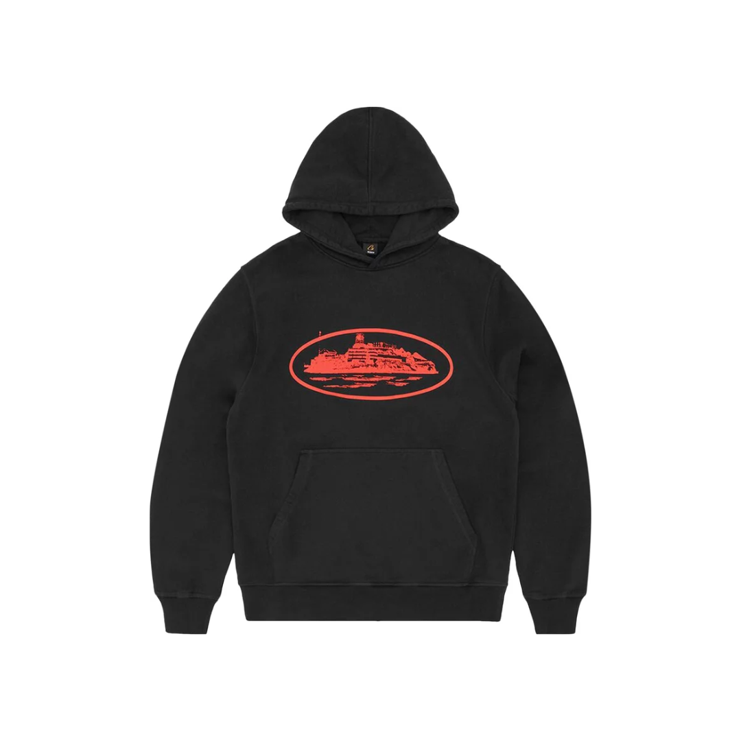 Corteiz Alcatraz V2 Hoodie - Black & Red Pullover for Men & Women | Streetwear Fashion, Casual Wear, Urban Style
