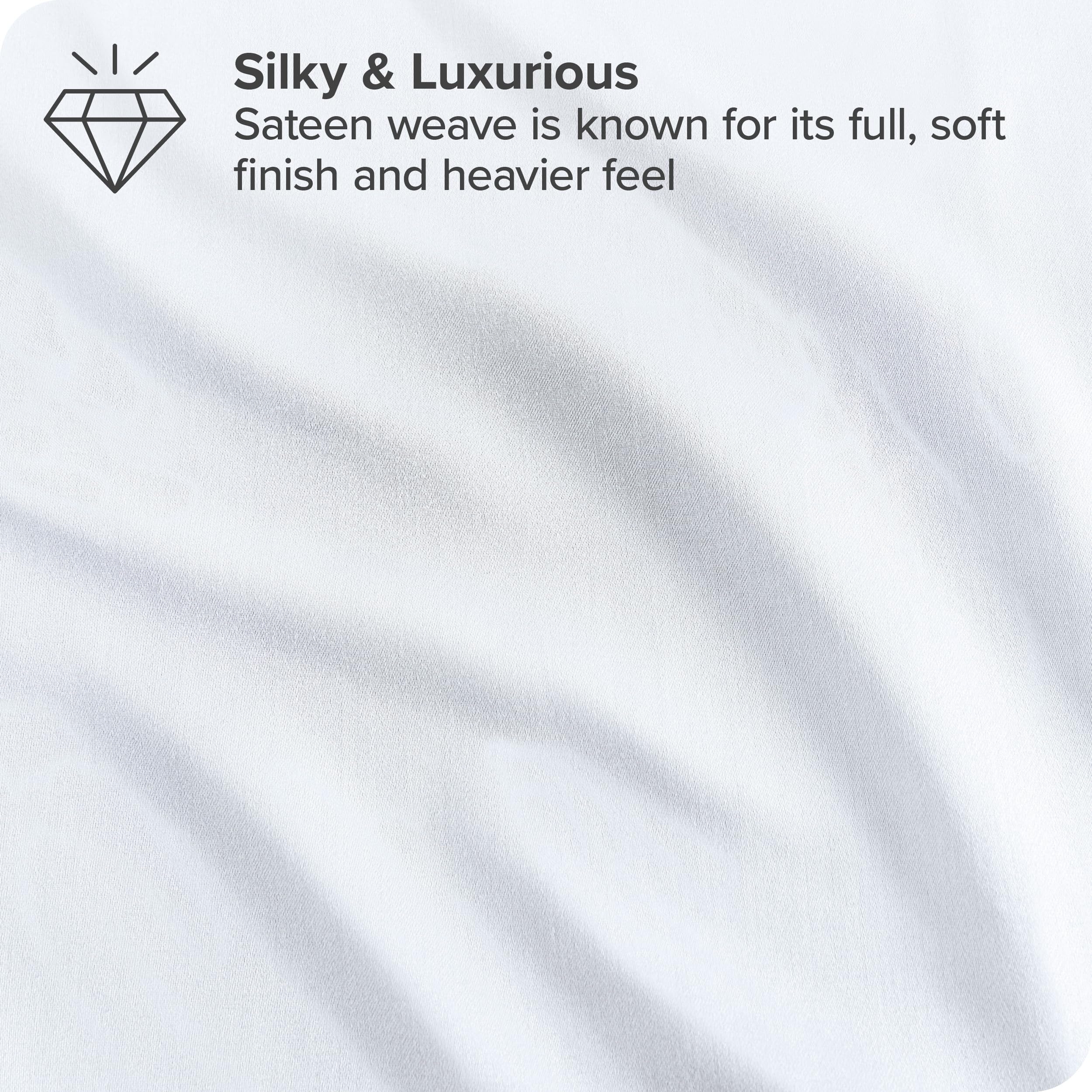 Bare Home 100% Organic Cotton Sateen King Size Pillowcase Set (Set of 2) - Ultra Soft & Breathable - Envelope Closure - White - Perfect for Luxury Bedding, Hotel-Style Comfort & Gift Giving