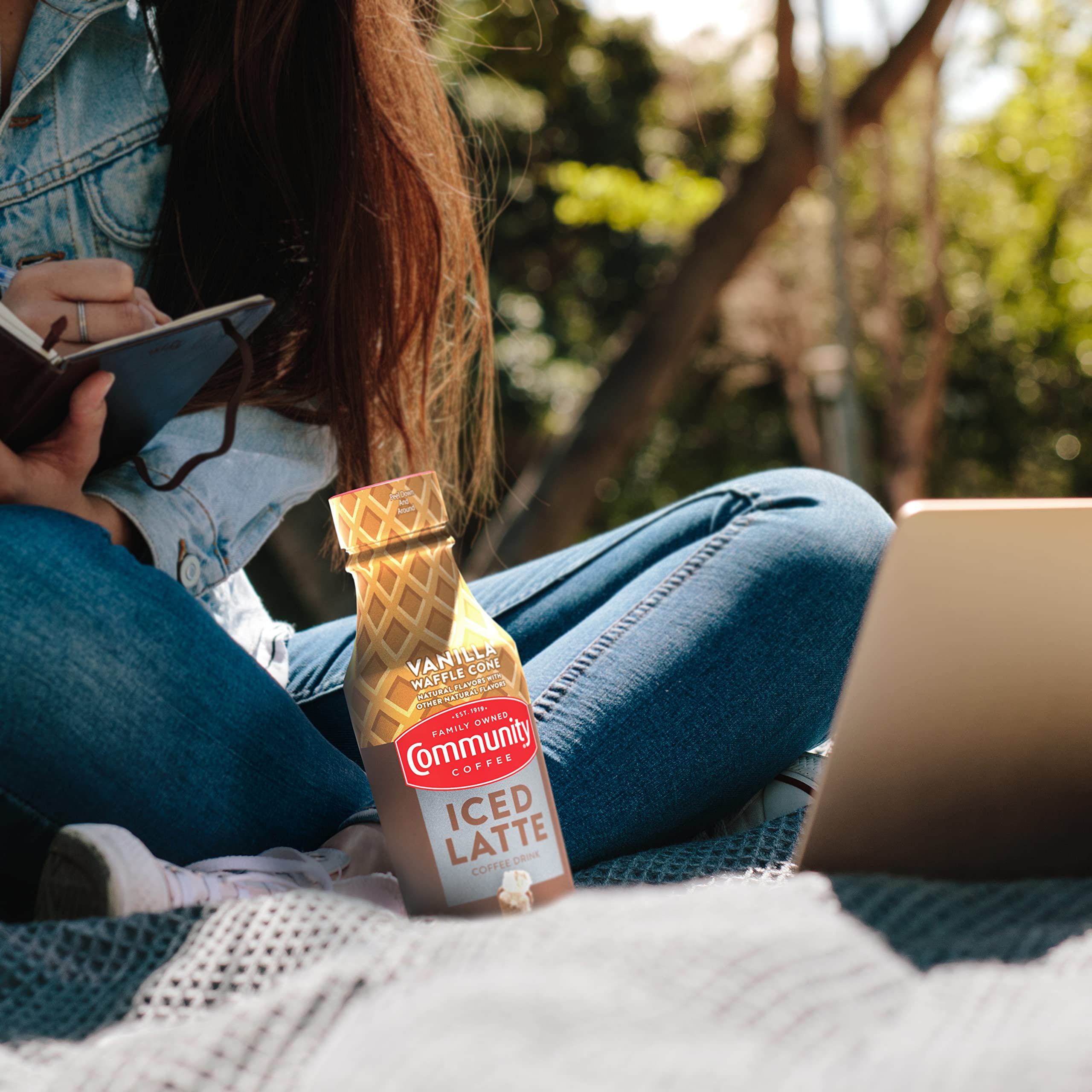Community Coffee Vanilla Waffle Cone Iced Latte Ready to Drink - 13.7oz Bottle (Pack of 12) | Delicious Cold Brew Coffee for Office, Road Trips & Summer Refreshment