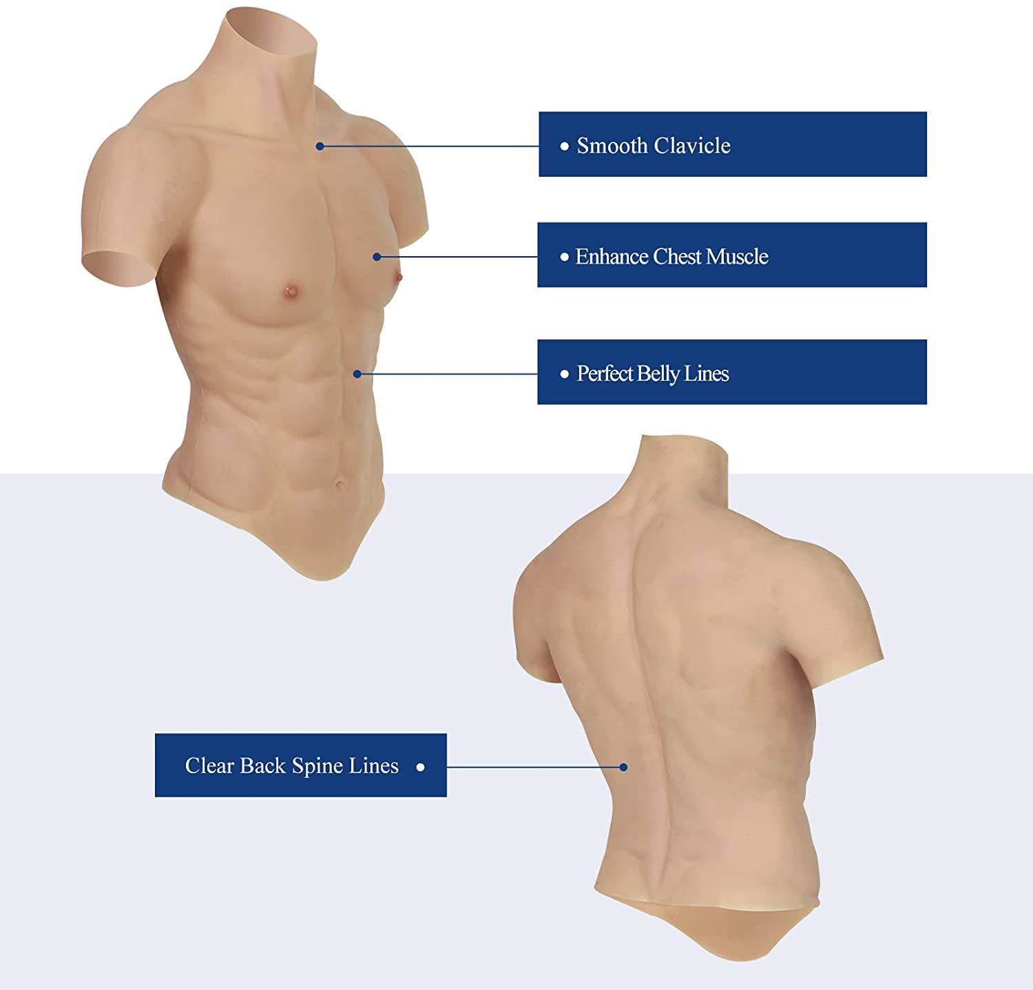 Realistic Male Silicone Chest Muscle Suit - Fake Muscle Belly for Cosplay, Transgender & Bodybuilding - Perfect for Halloween Costumes, Theater Performances, and Drag Shows