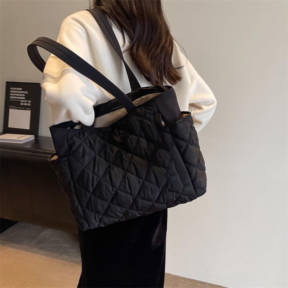Juoxeepy Quilted Tote Bag for Women - Puffer Hobo Handbag with Padding, Trendy Lightweight Shoulder Purse | Perfect for Work, Shopping & Casual Outings