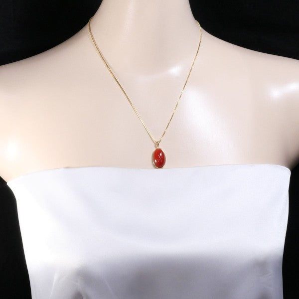 18K Yellow Gold Coral Pendant Necklace 45cm - Elegant Handmade Jewelry for Women, Perfect Gift for Birthday, Anniversary & Special Occasions