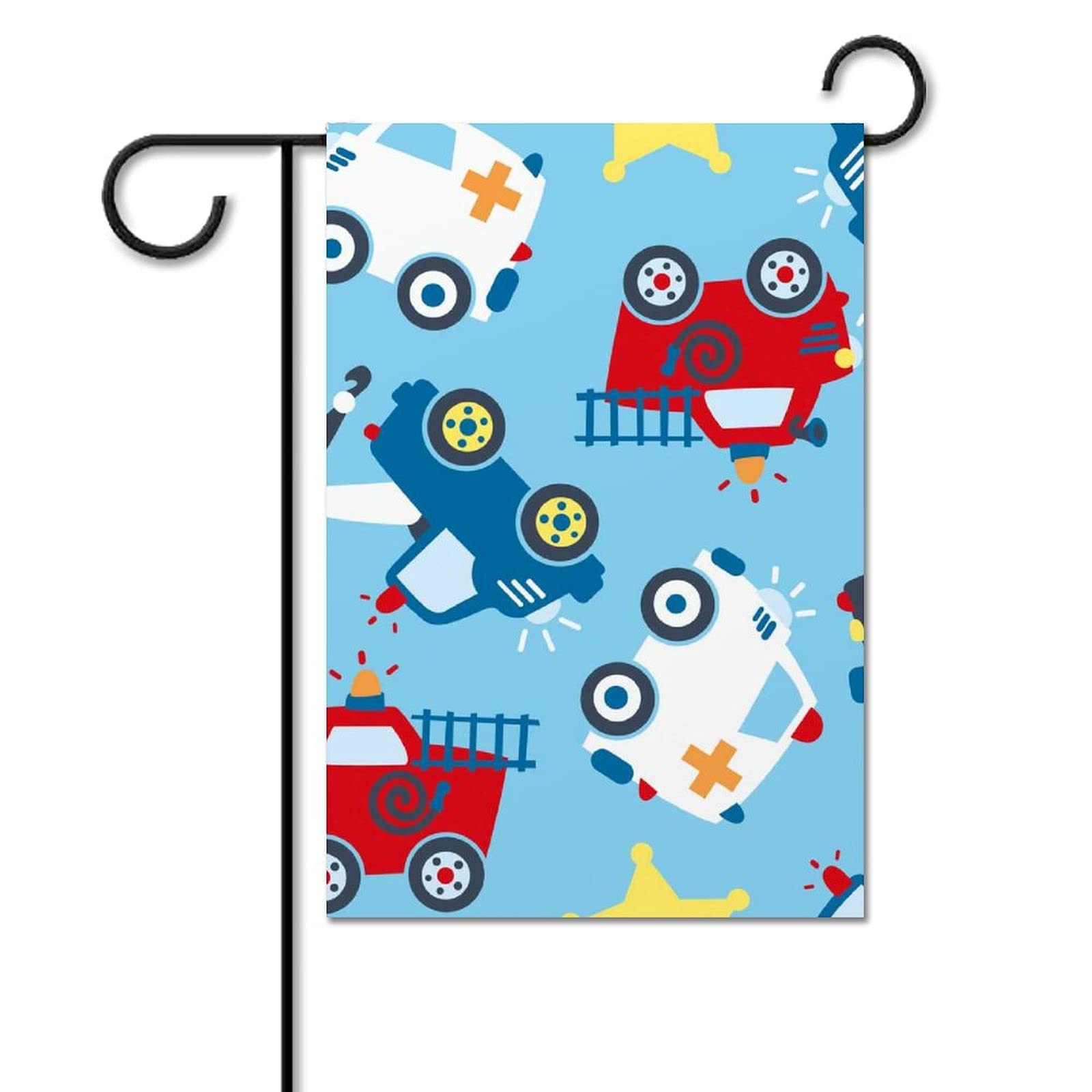 Rescue Vehicles Pattern Double Sided Vertical Garden Flags - Outdoor Welcome Banner Decor for Yard, Patio & Garden - Durable Polyester for All Weather Use