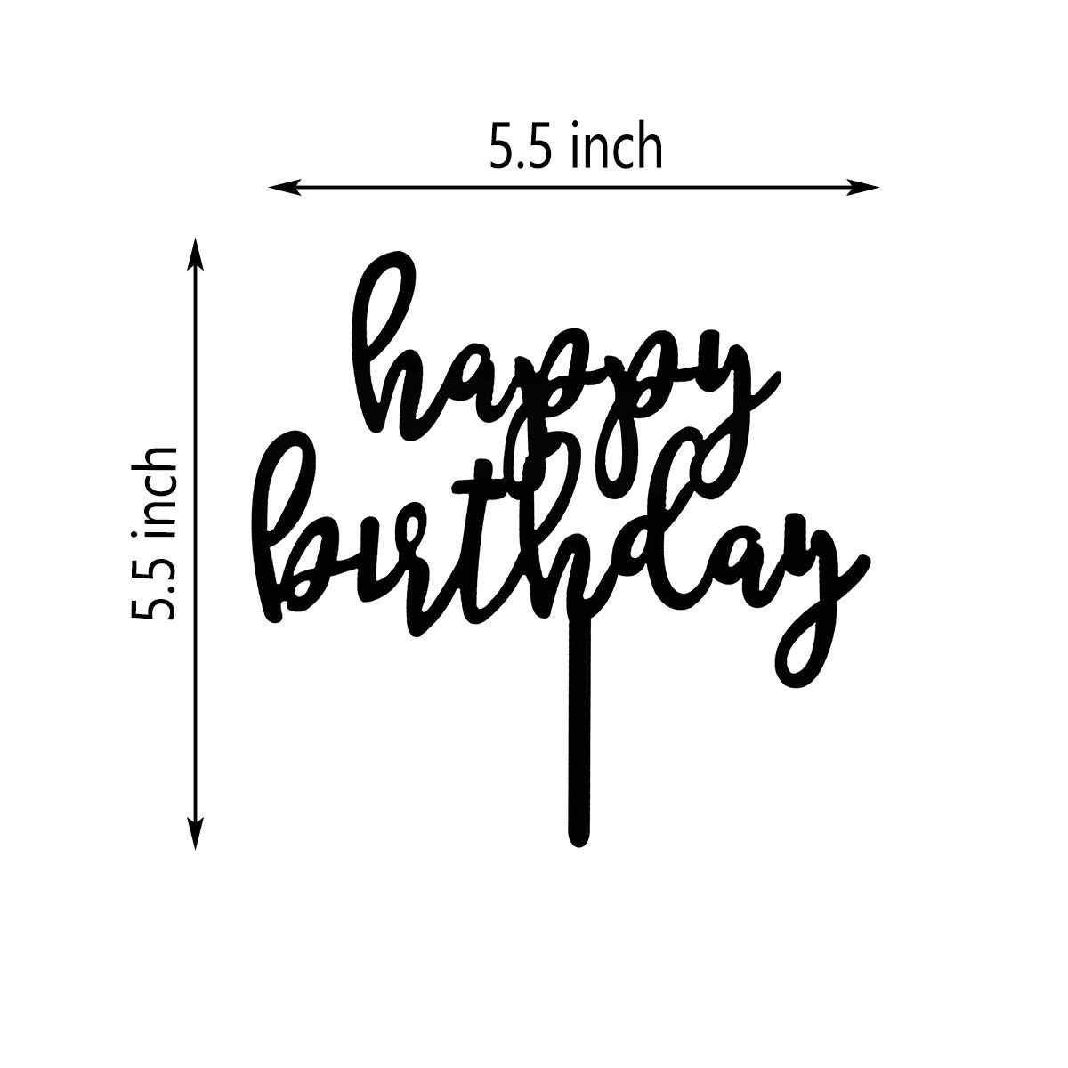 Black Acrylic Happy Birthday Cake Topper - Elegant Party Decor for Birthday Celebrations, Weddings & Special Events