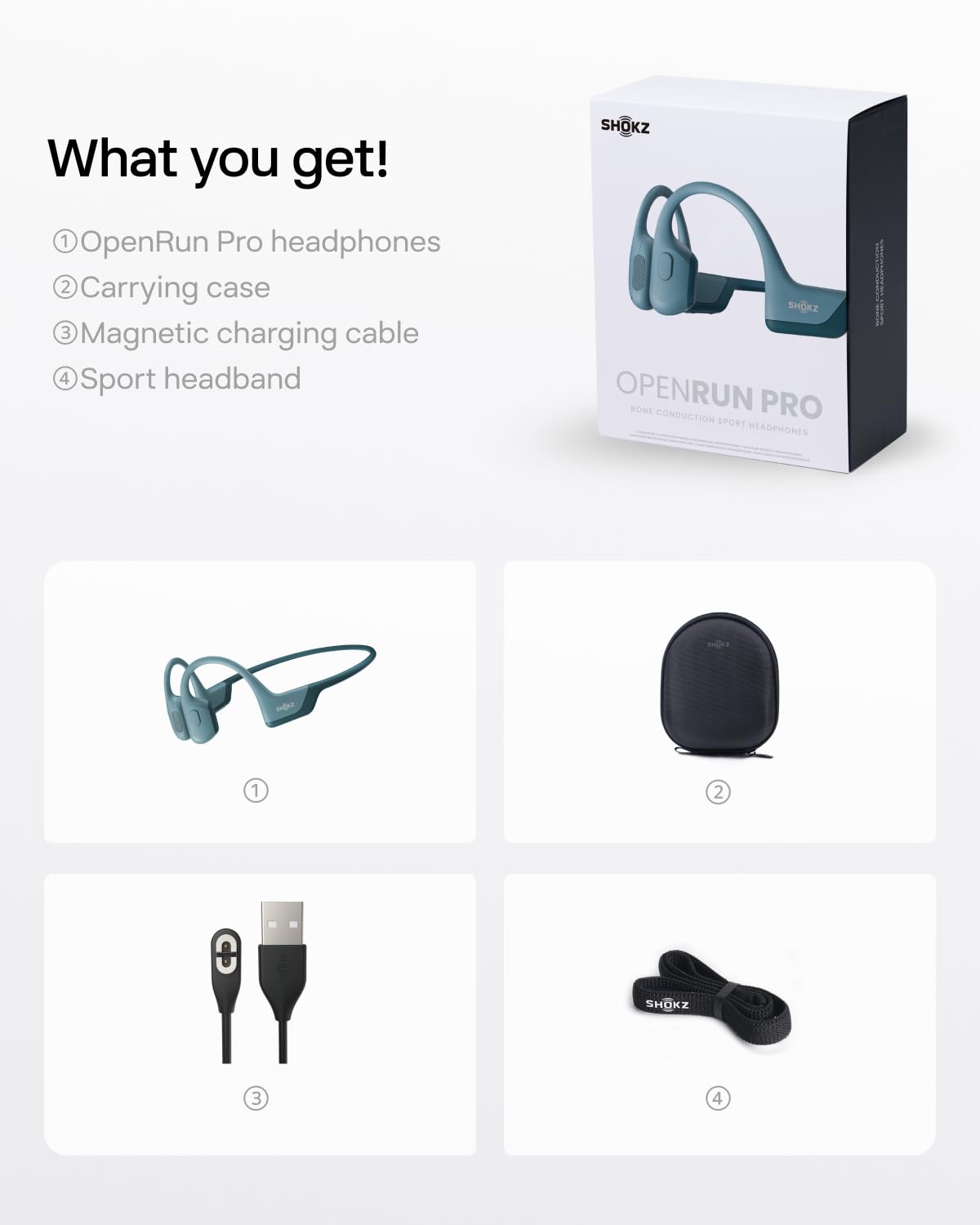 SHOKZ OpenRun Pro Open-Ear Bluetooth Bone Conduction Headphones - Sweatproof Wireless Sport Earphones for Running, Cycling & Workouts with Premium Bass & Built-in Mic - Perfect for Gym, Outdoor Activities & Commuting