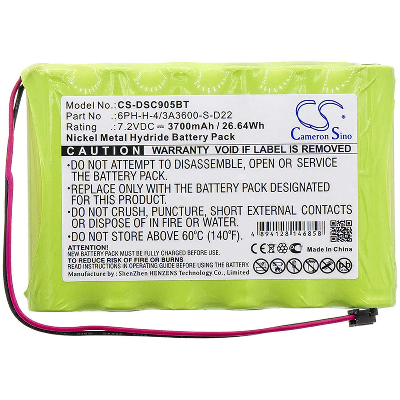 Cameron Sino 3700mAh Replacement Battery for ADT Impassa & DSC Impassa 9057 Wireless Alarm Systems - ADT 3700mAh / 26.64Wh Backup Power - Perfect for Home Security & Emergency Power Outages