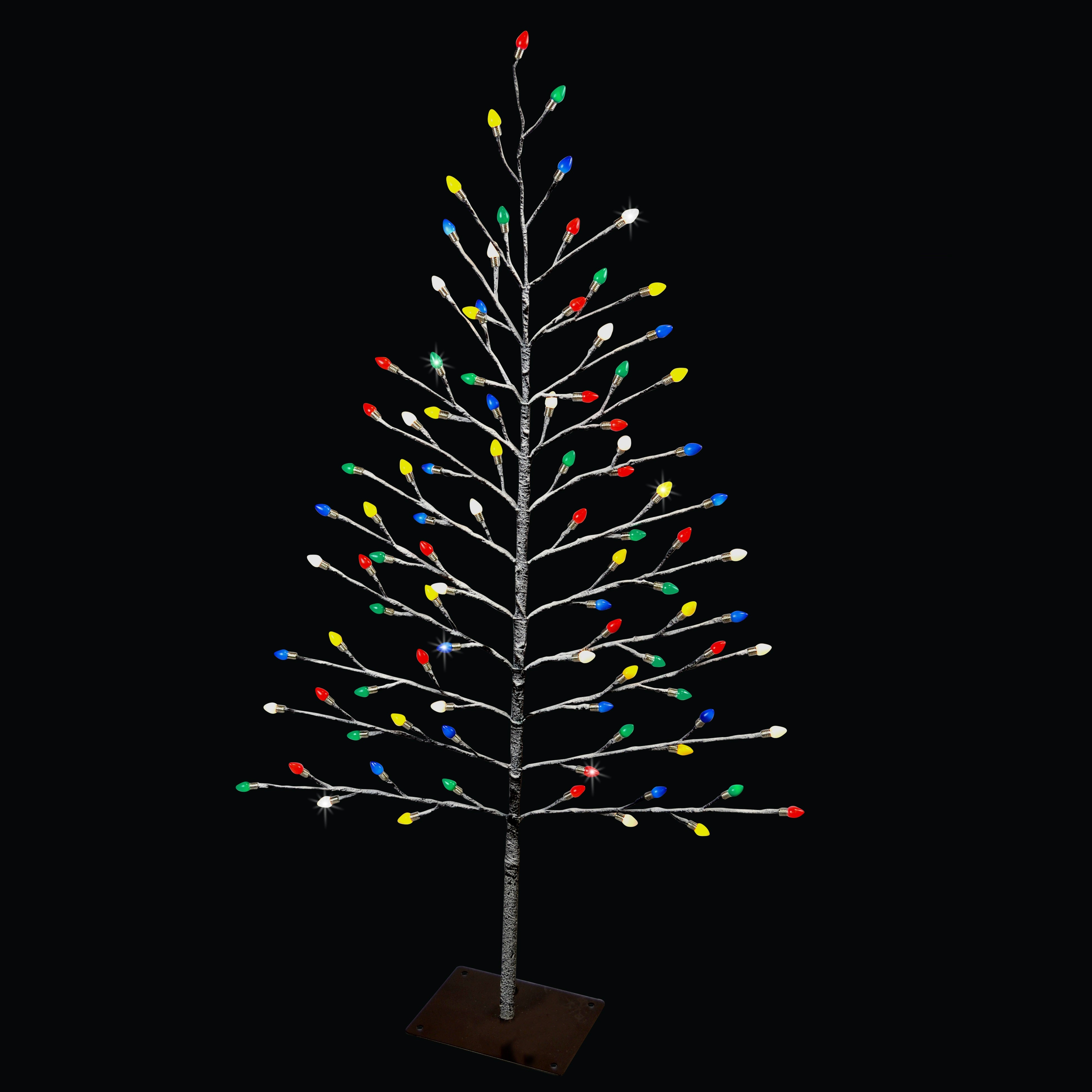 (Multi-Colored) 4 ft. Flat Stick Tree with Multi-Colored Twinkle Lights