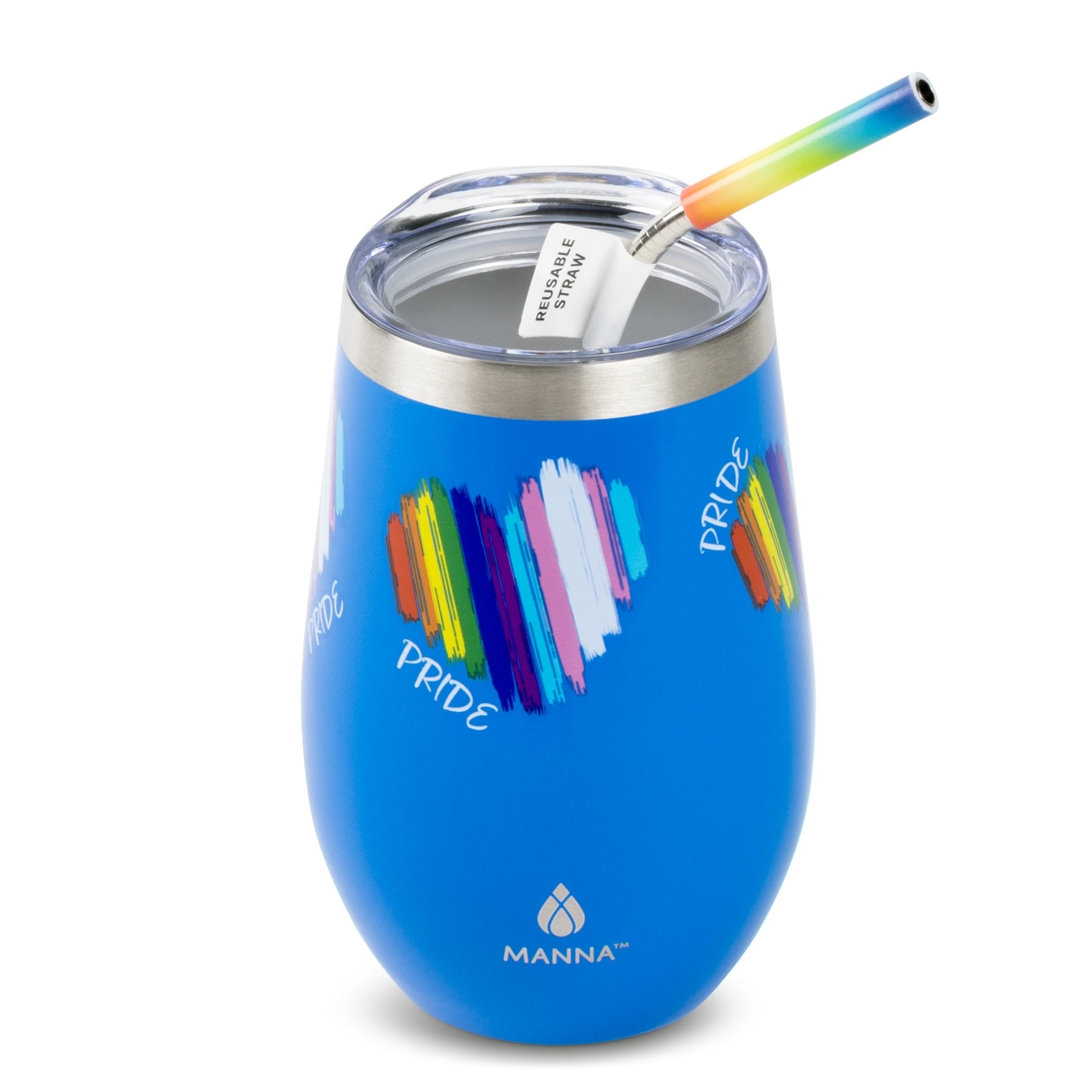 17 oz Straw Wine Tumbler with Lid & Straw - Rainbow Pride Collection - Perfect for Summer Drinks, Pool Parties & LGBTQ+ Celebrations