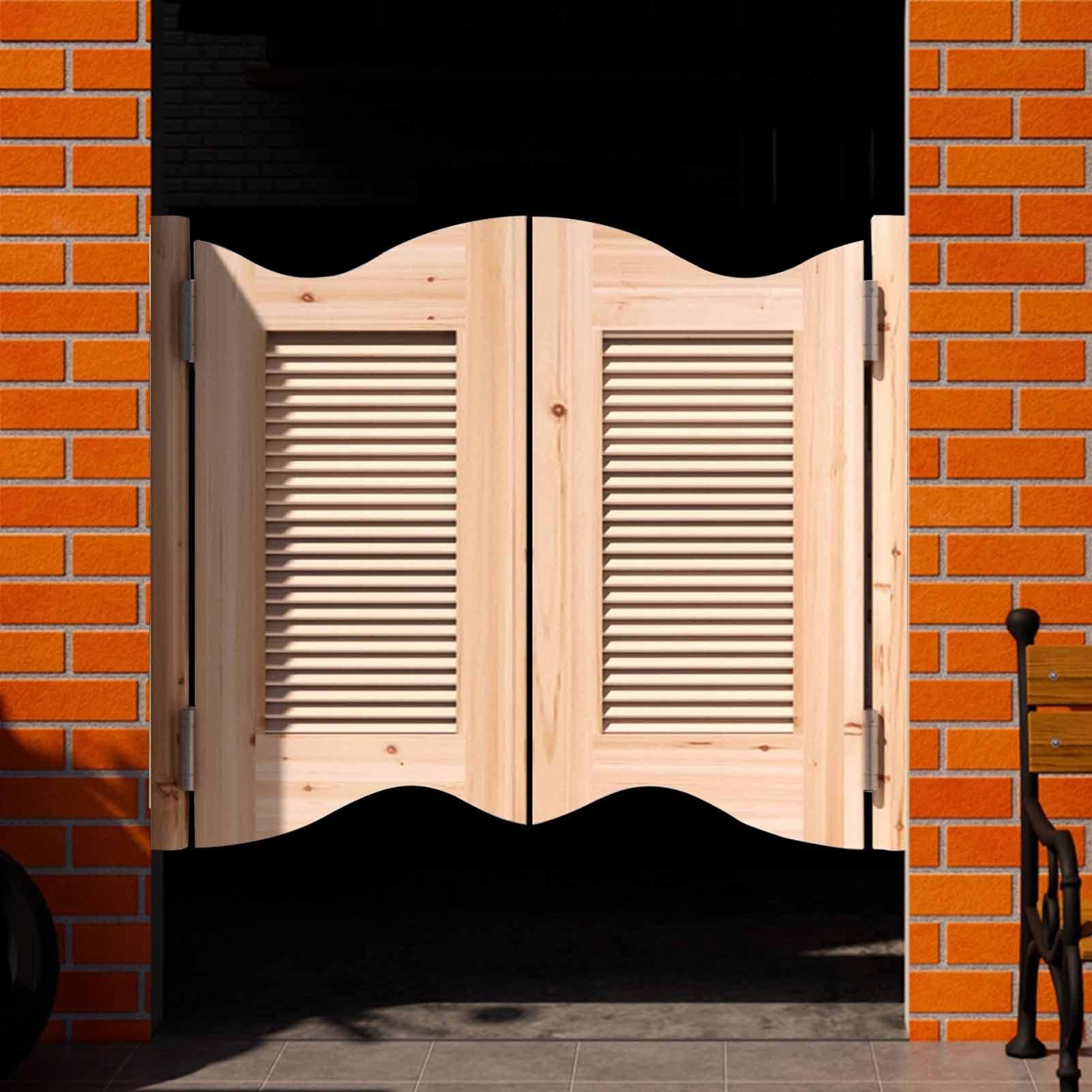 ZIMGOD Western Style Wooden Louvered Swing Door - Cafe, Saloon, Barn, Bar, Porch Half Waist Door with Automatic Closing (29.5