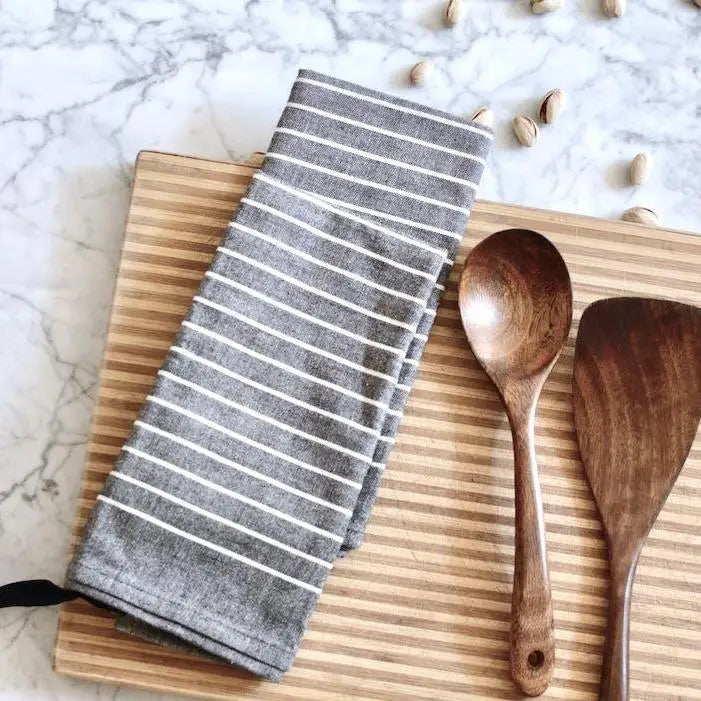 Premium Cotton Tea Towels - Soft & Absorbent Gray Kitchen Towels for Drying Dishes, Glassware & Countertops | Eco-Friendly & Durable