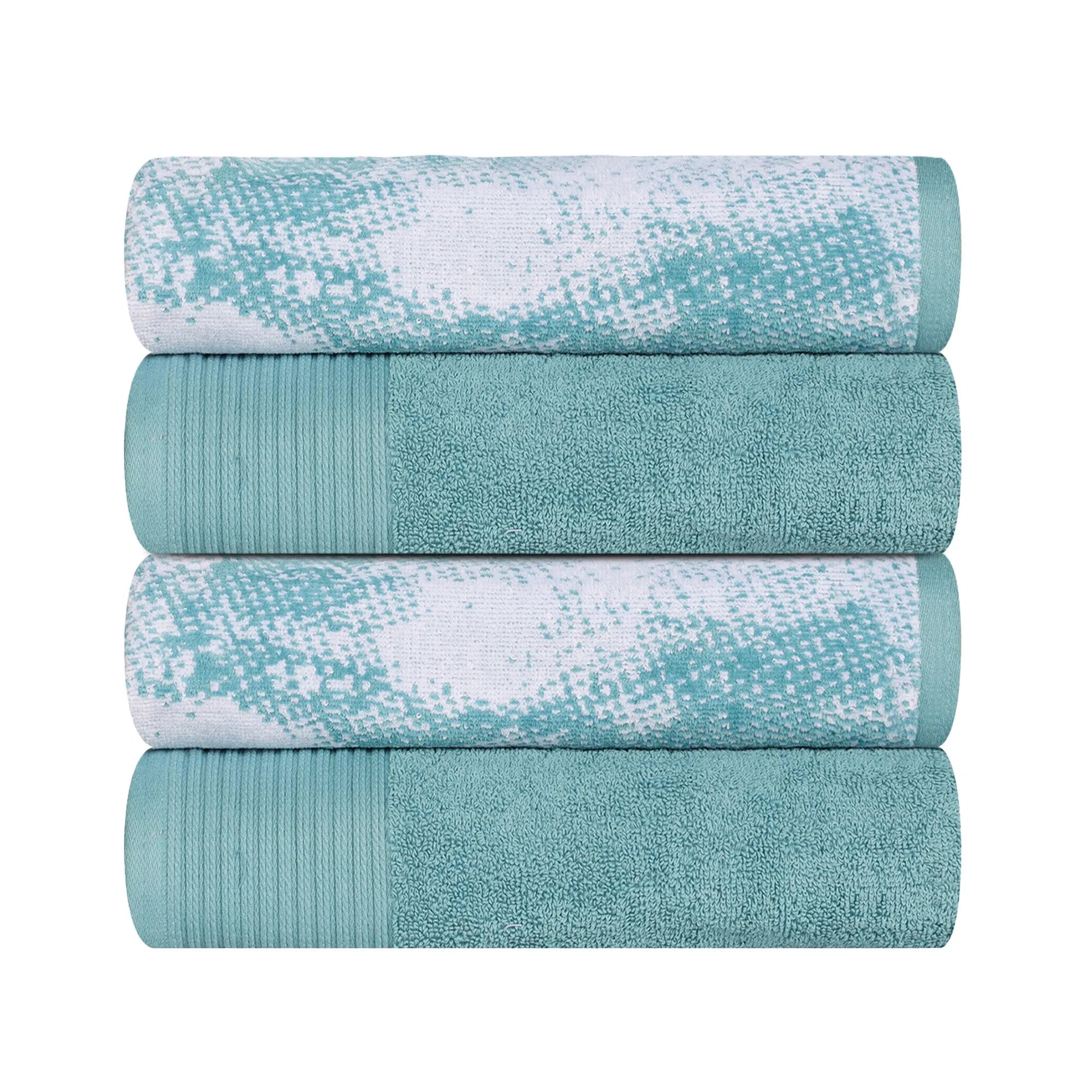 Premium Cotton Marble Jacquard Bath Towels Set of 4 - Ultra Soft & Absorbent Luxury Towels for Spa, Bathroom, and Beach Use