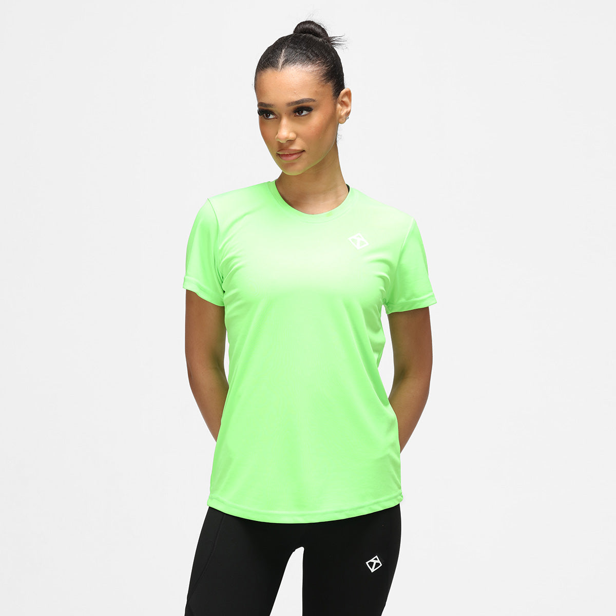 Lime Green Diamond Women's Performance T-Shirt - Moisture Wicking, Breathable & Comfortable for Workouts, Yoga & Outdoor Activities