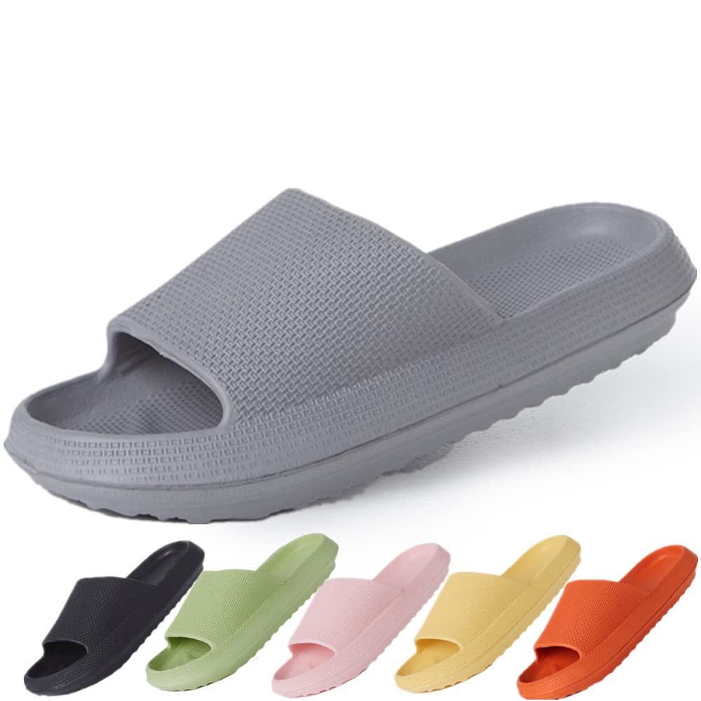 BING RUI CO Cloud Slides for Women and Men - Ultra Soft Pillow Slippers with Non-Slip Sole, Comfortable Bathroom and Shower Sandals, Thick Cushioned Footbed - Perfect for Home, Spa, Poolside and Beach Use