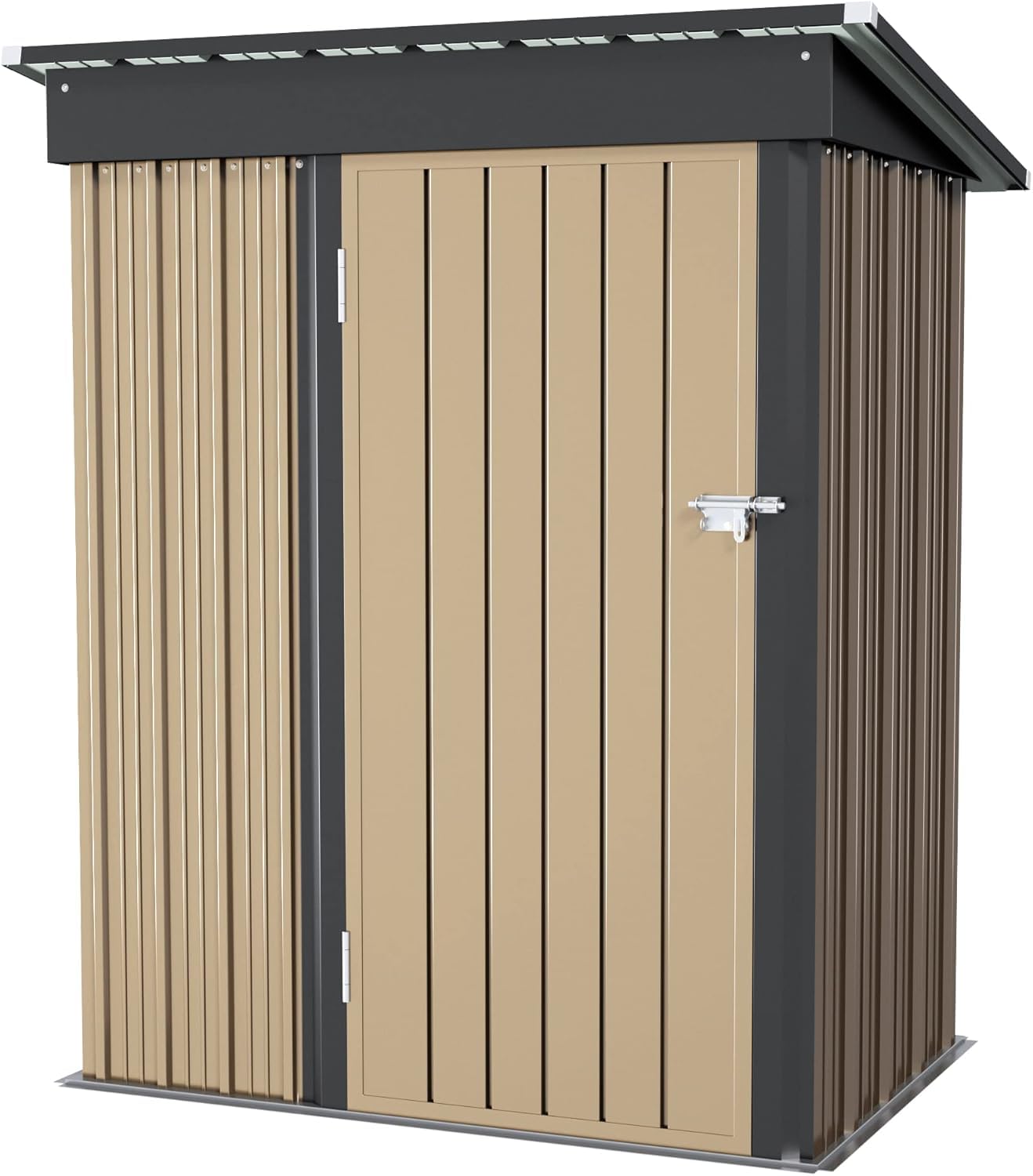 Furniwell 5x3 FT Outdoor Storage Shed - Metal Garden Shed with Lockable Door for Backyard, Patio & Lawn (Brown) | Weather-Resistant Tool Storage & Yard Organization Solution