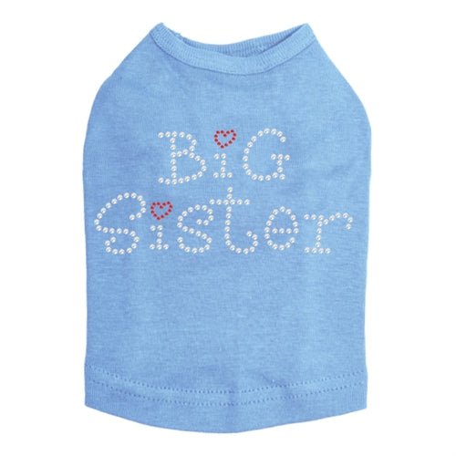 Big Sister with Red Heart Rhinestone Dog Tank Top - Cute Pet Clothes for Small Dogs - Perfect for Birthday Parties & Family Photos