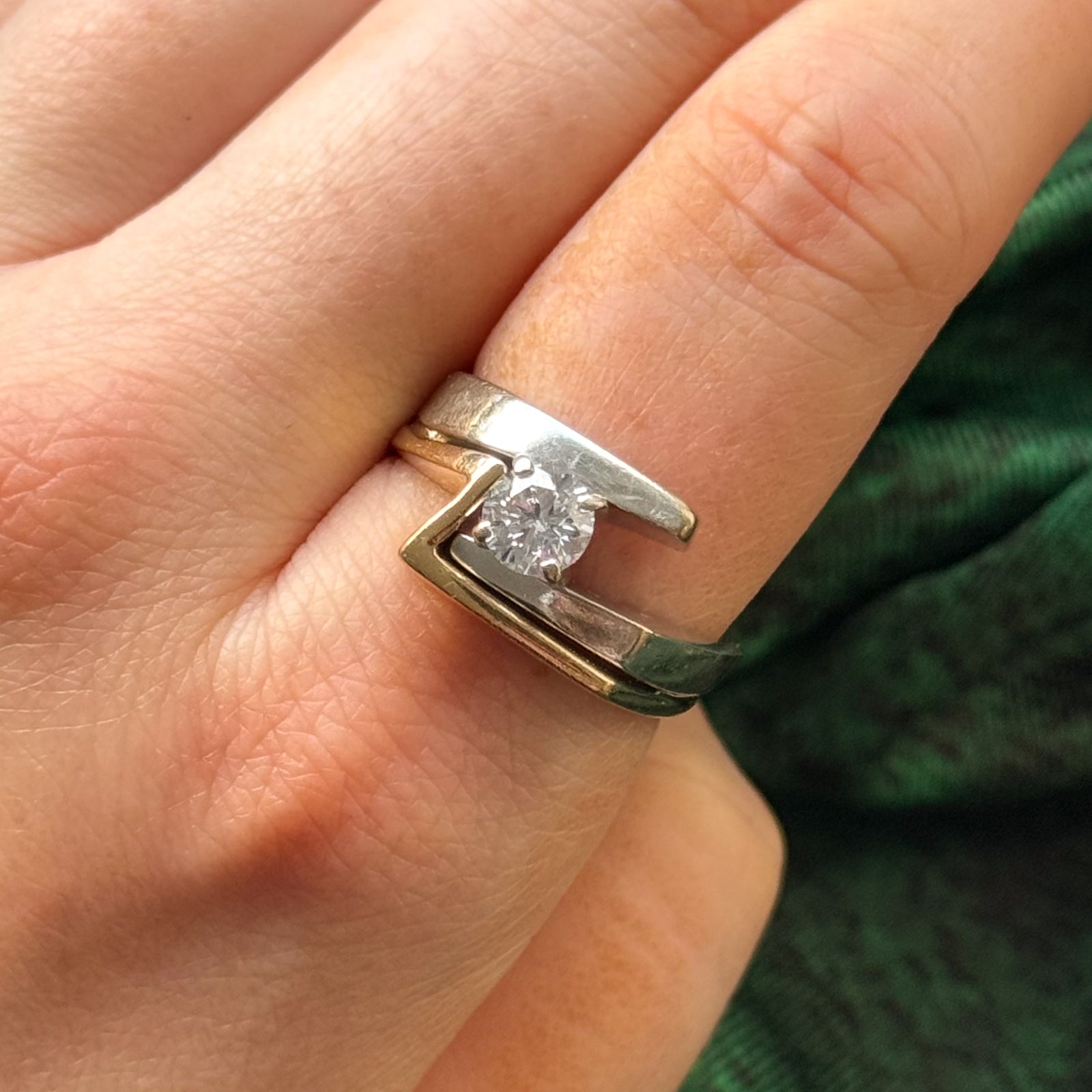 Birks' Two Tone Bypass Diamond Ring - 0.78 Carat Diamond Engagement Ring for Women - Size 9.5 - Perfect for Proposals, Anniversaries & Special Occasions