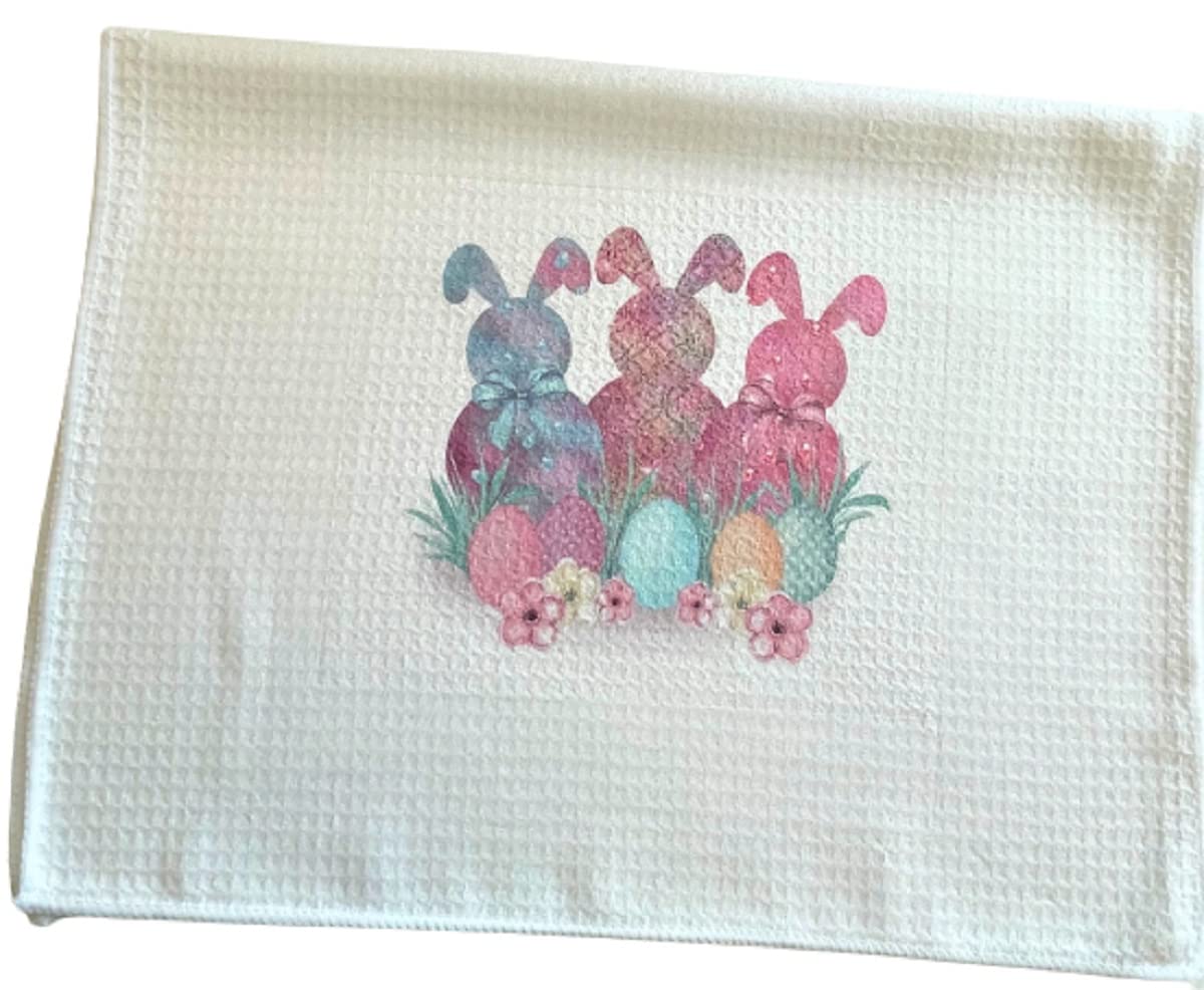 Easter Bunny Microfiber Dish Towel - Waffle Weave for Kitchen Cleaning