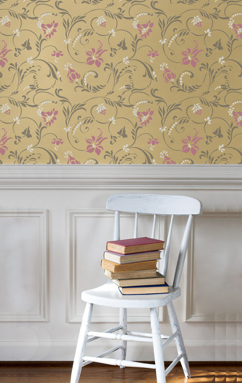 Flourish Allover Wall Stencil - DIY Home Decor Painting Template for Creative Wall Art & Accent Designs - Perfect for Bedrooms, Living Rooms, and Nursery Decor