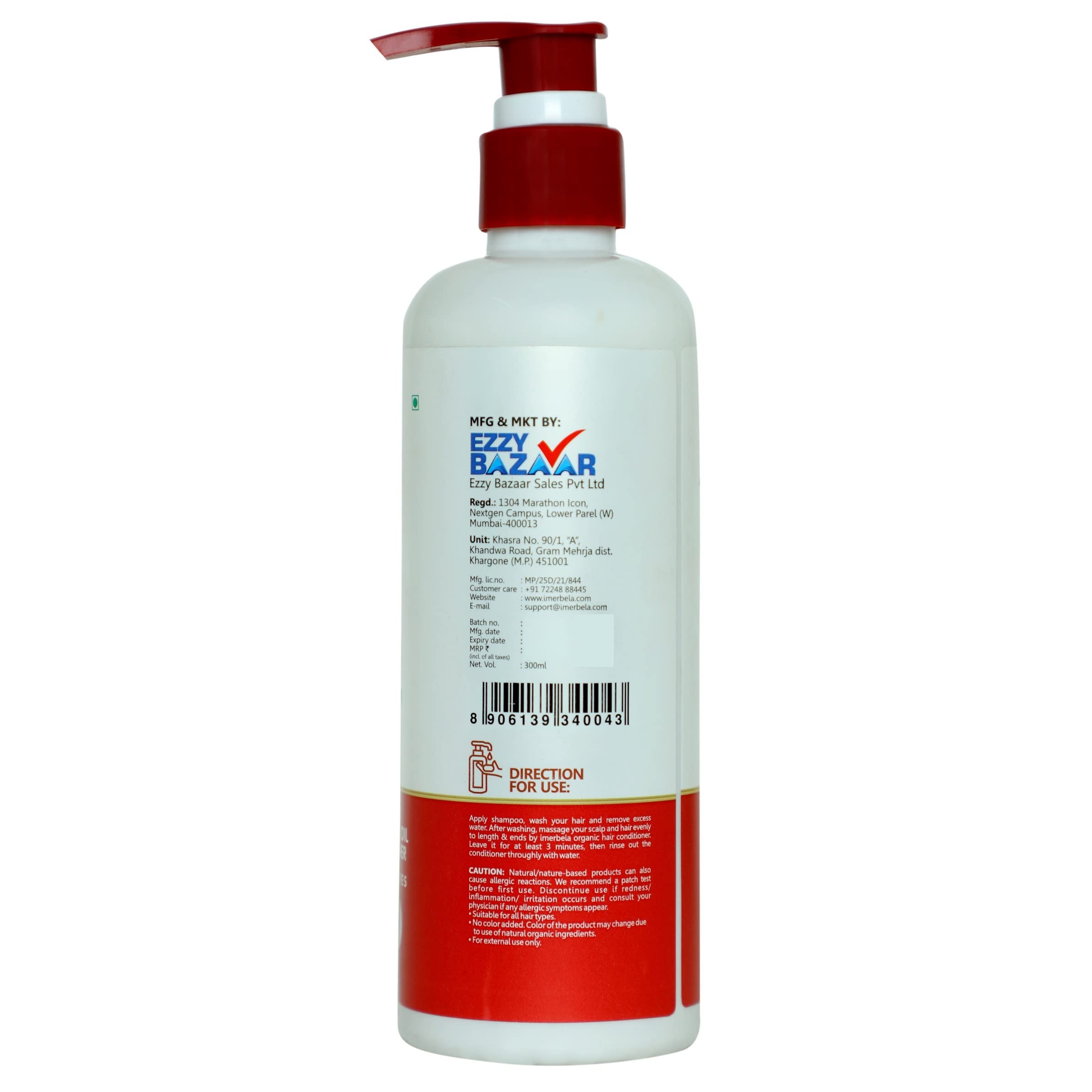 Imerbela Organic Hair Conditioner with Keratin Protein & Argan Oil (300ml) - Deep Hydration & Repair for Dry, Damaged Hair - Salon-Quality Treatment for Smooth, Shiny Locks - Perfect for Daily Use & Post-Color Care