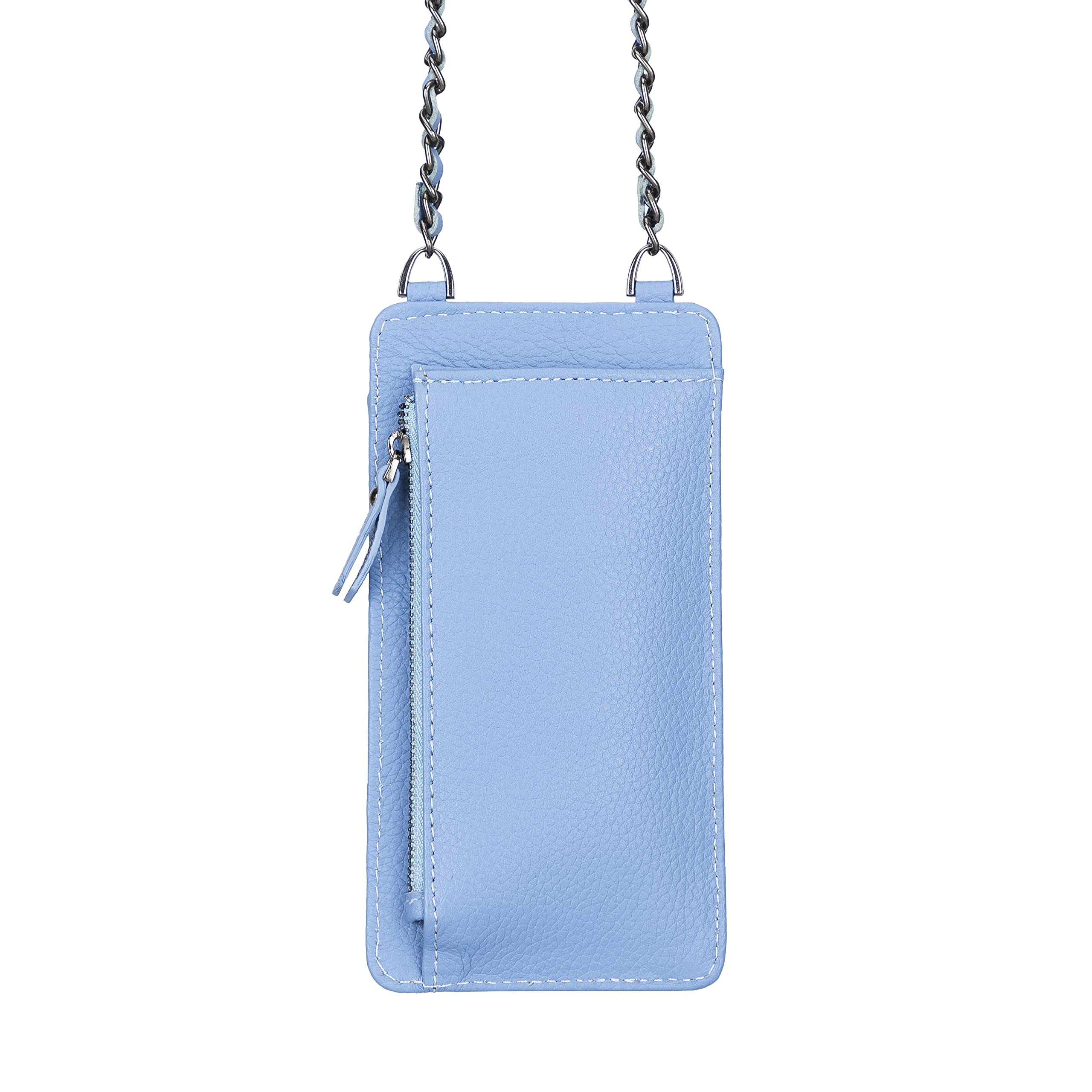 Crossbody Phone Case for iPhone 15 Pro Max & Samsung S24 - Light Blue Shoulder Strap Wallet Case | Hands-Free Convenience for Travel, Shopping & Outdoor Activities