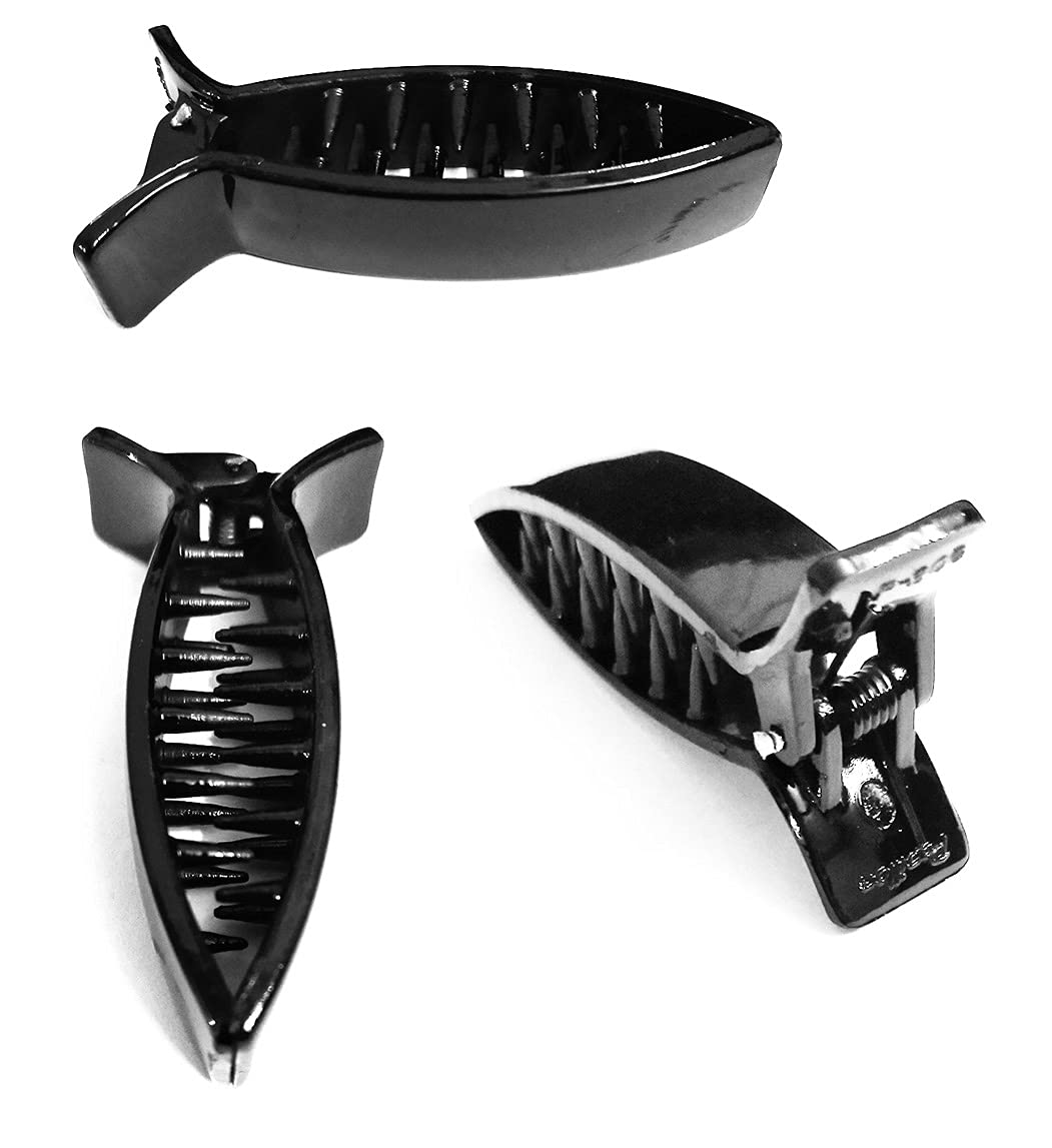 Stylish Large Hair Claw Clips for Women - 6 Pack Black - Perfect for Ponytails & Updos