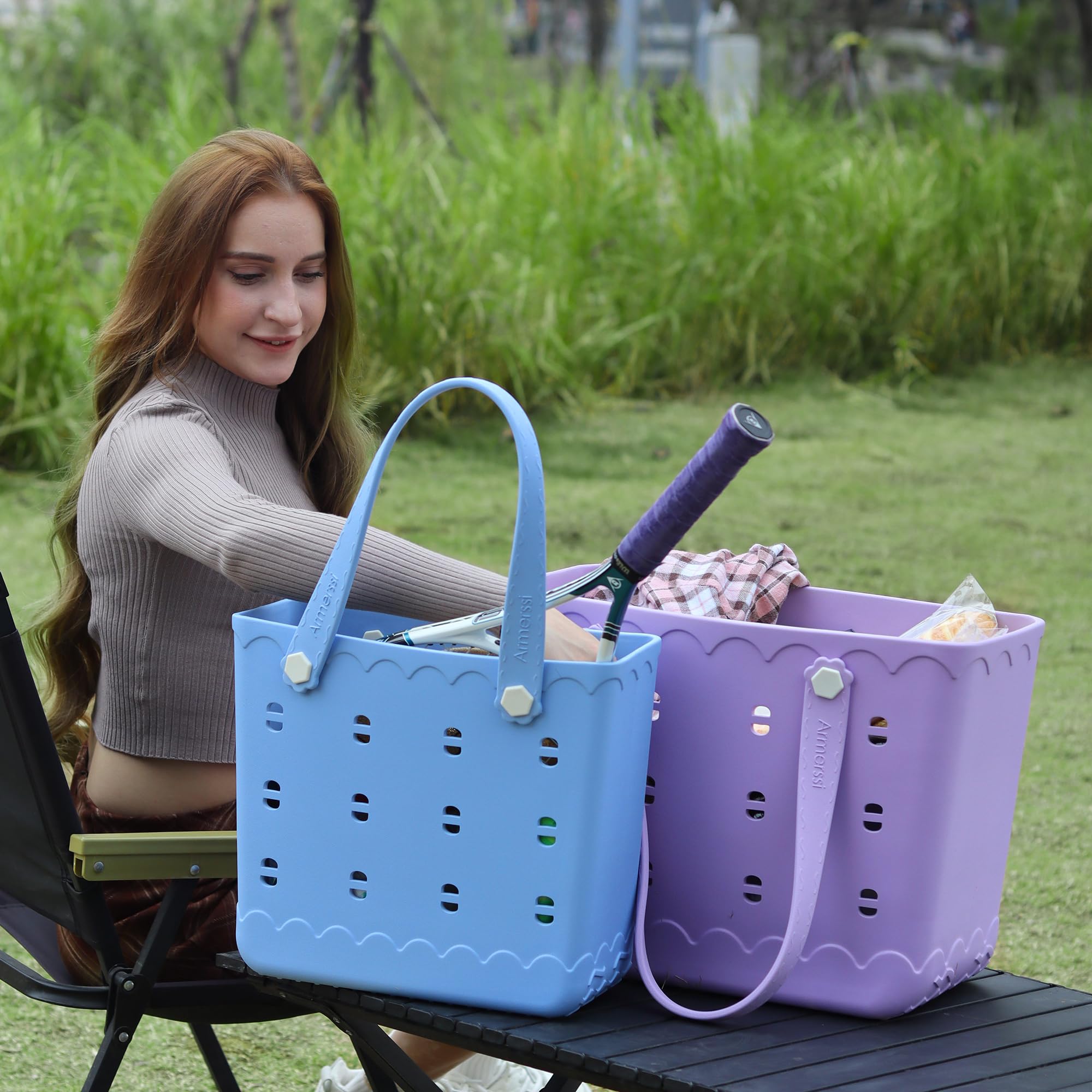 Waterproof Rubber Beach Tote Bag - Tip-Proof Outdoor Tote for Beach, Boat, Pool & Sports - Perfect for Travel, Gym & Shopping