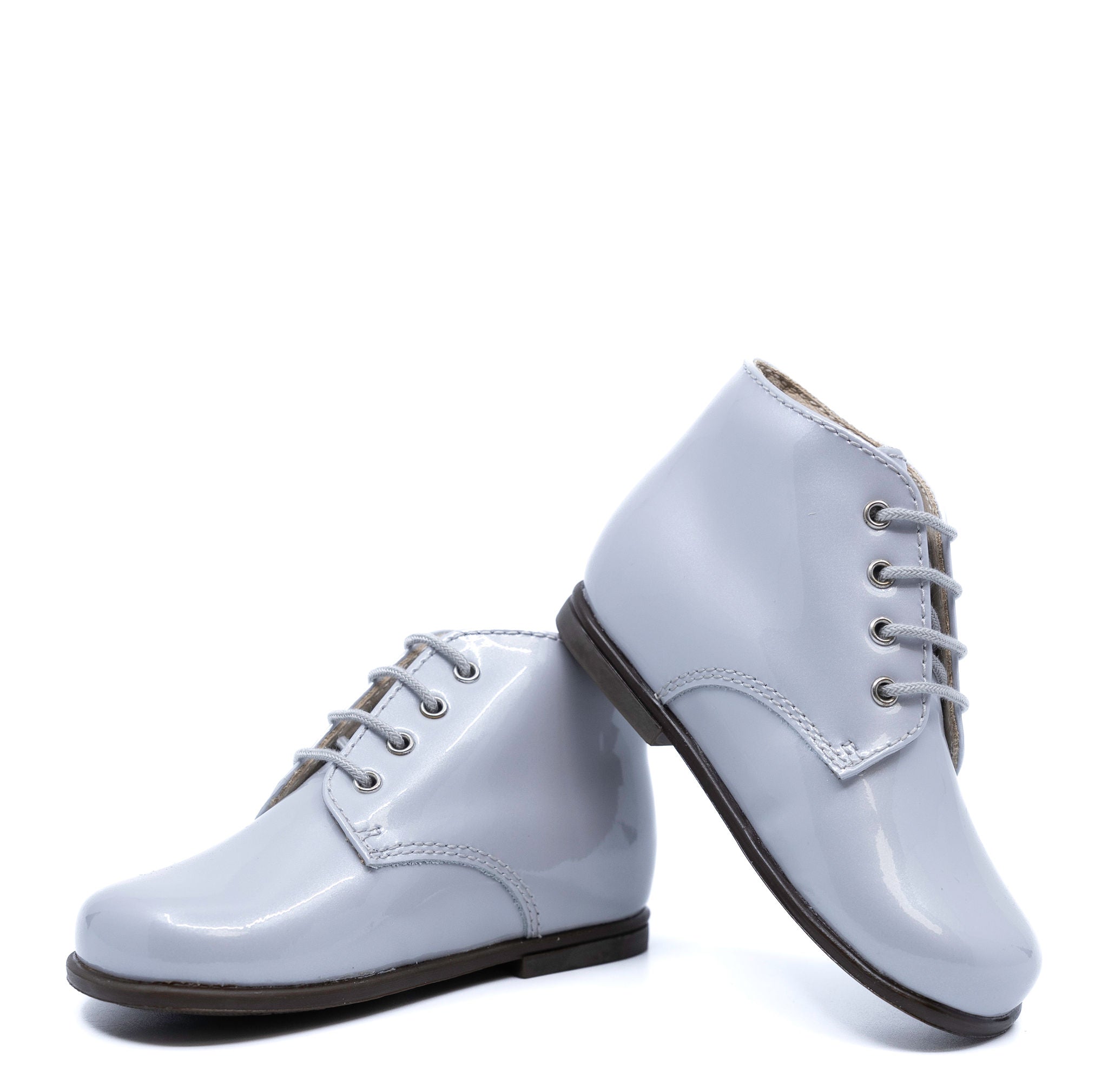 Beberlis Silver Pearl Patent Leather Baby Booties - Soft & Stylish First Walkers for Newborns & Infants - Perfect for Special Occasions, Photo Shoots & Everyday Wear